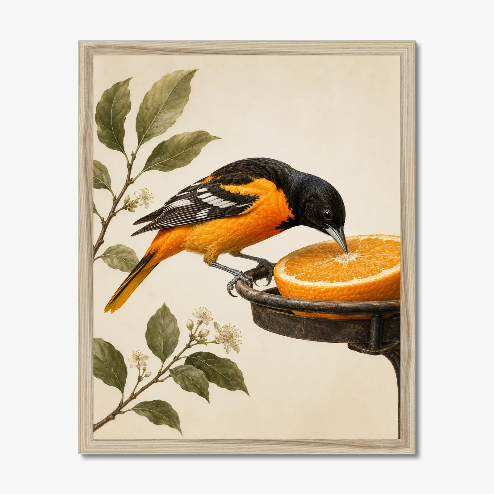 Baltimore Oriole Print shown as a fine-art print