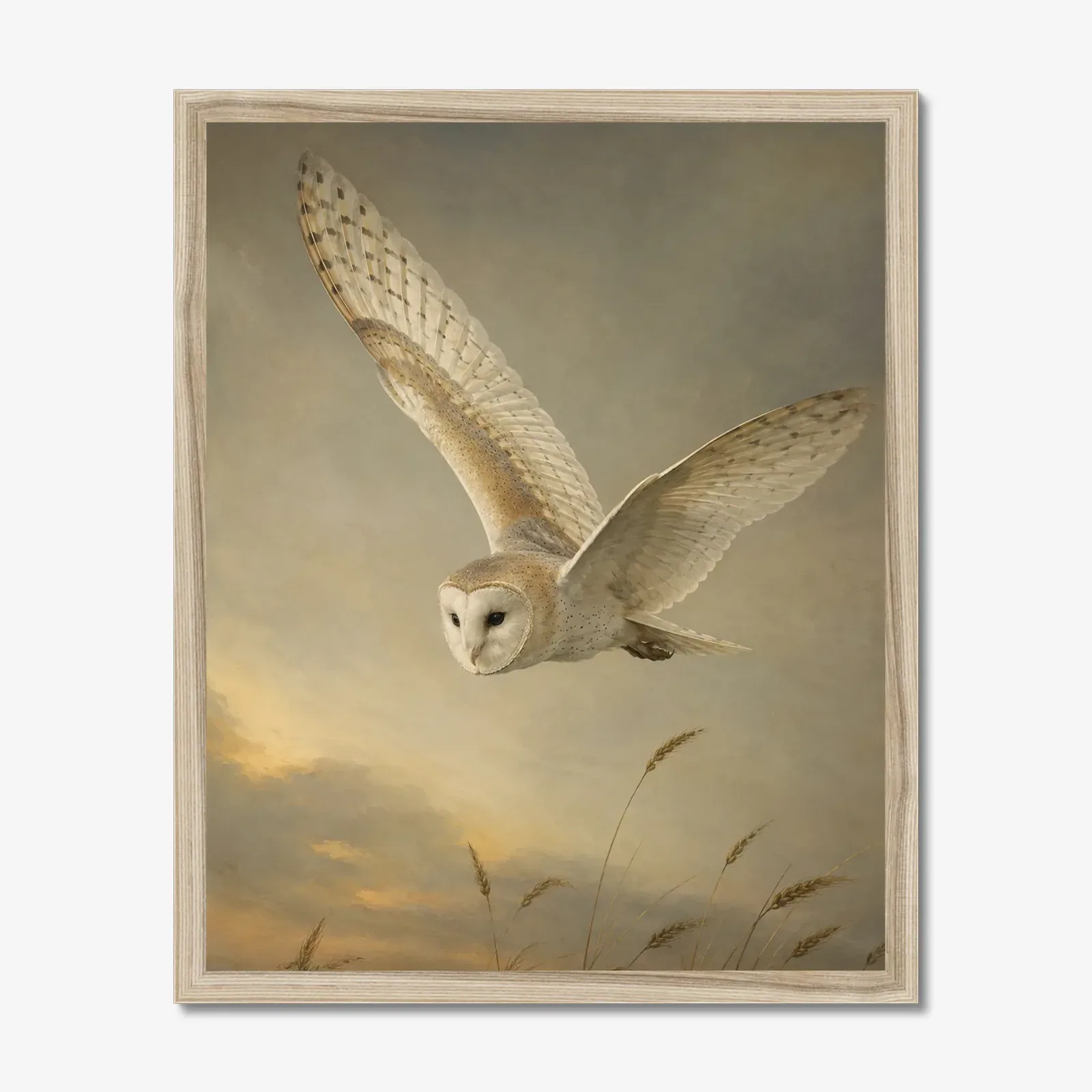 Barn Owl Print in a natural frame
