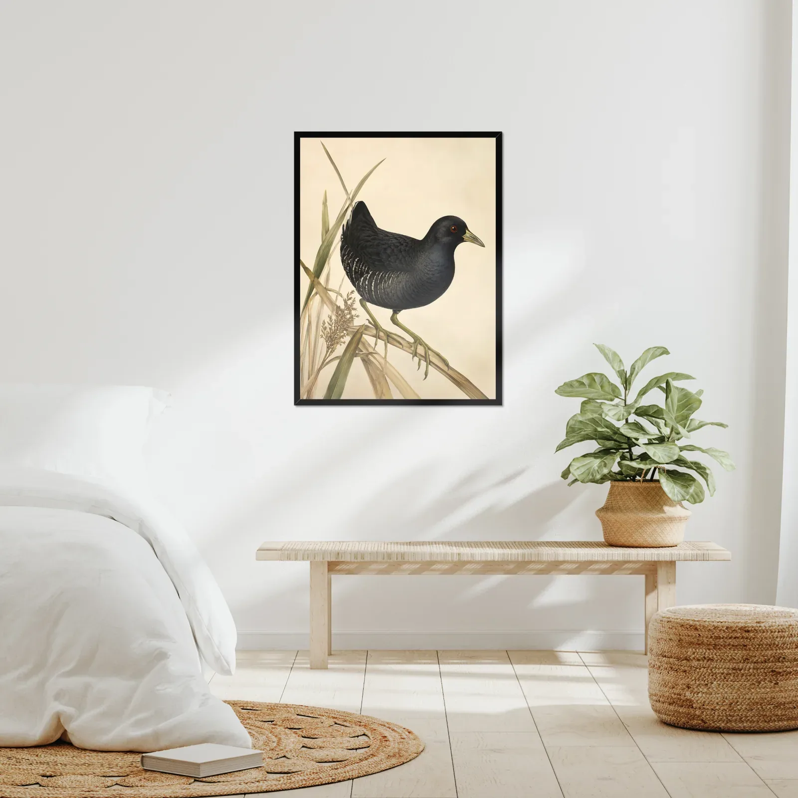 Black Rail Print framed at 24x30 inches, shown on a wall to scale