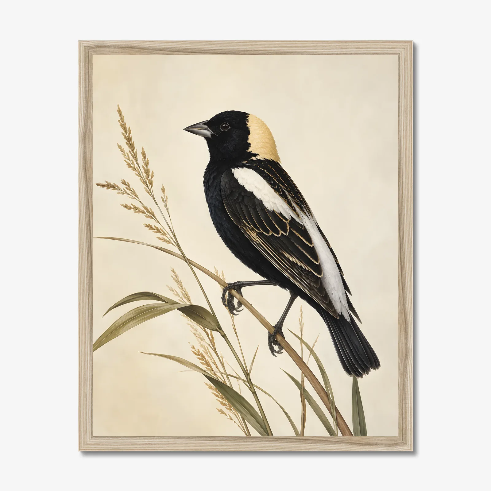 Bobolink Print in a natural frame