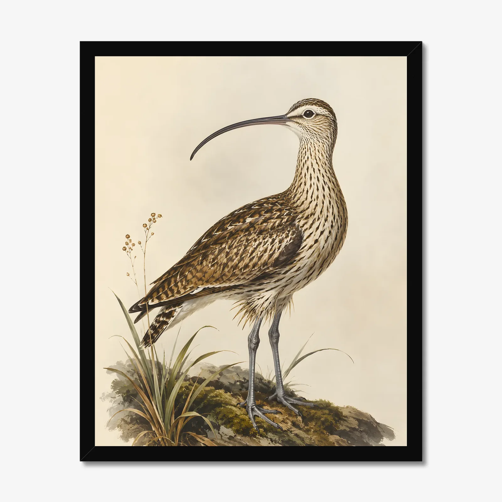 Bristle-thighed Curlew Print in a black frame