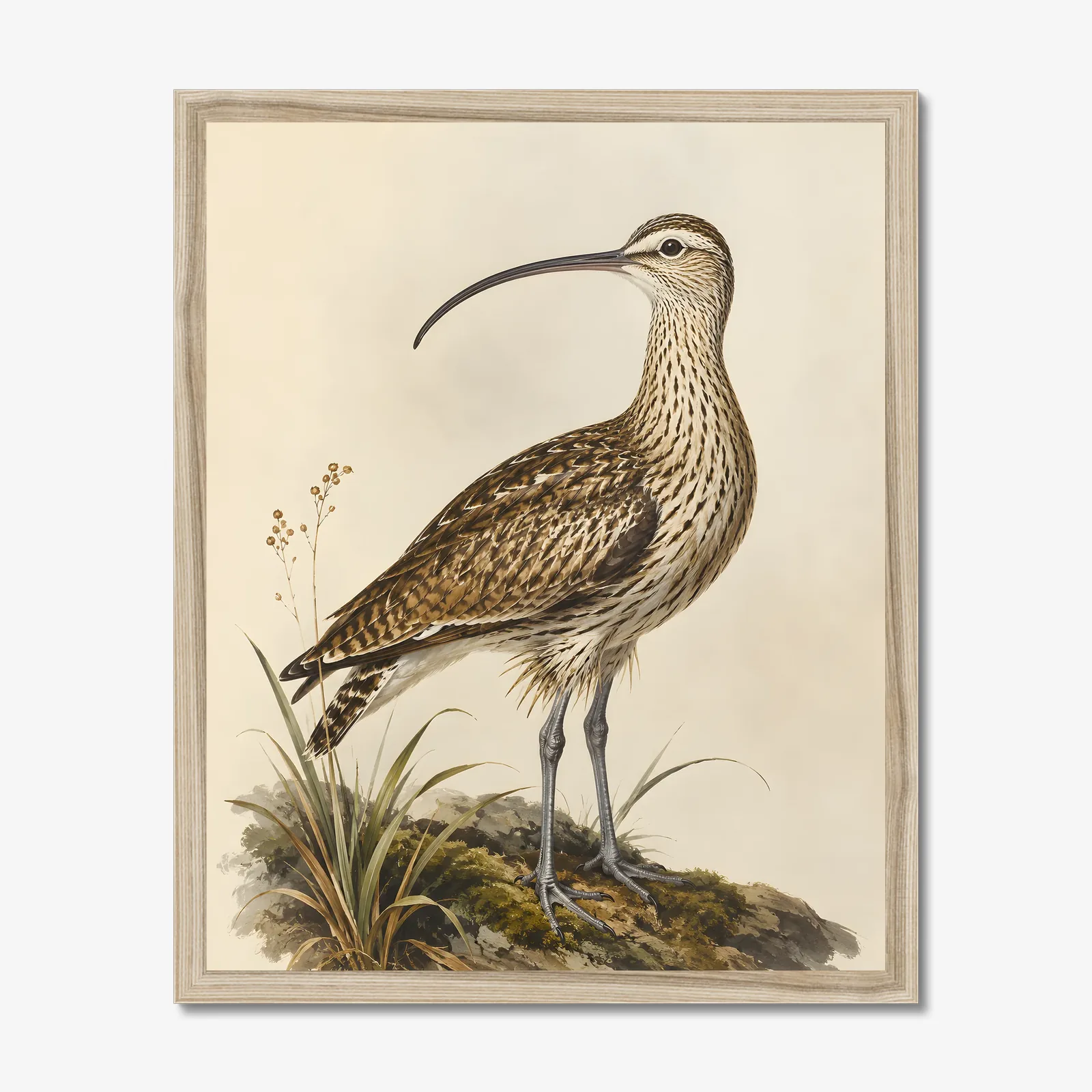 Bristle-thighed Curlew Print in a natural frame