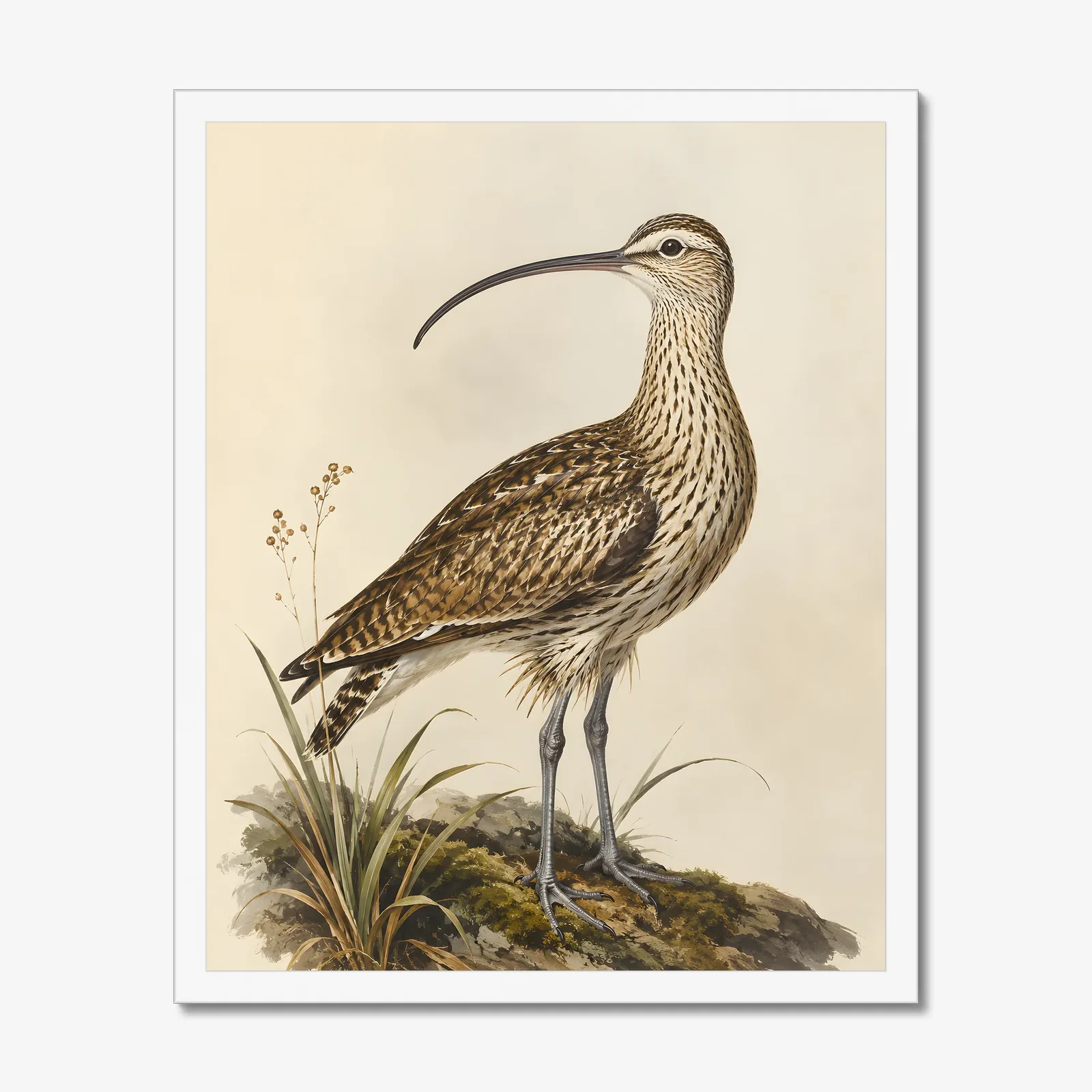 Bristle-thighed Curlew Print in a white frame