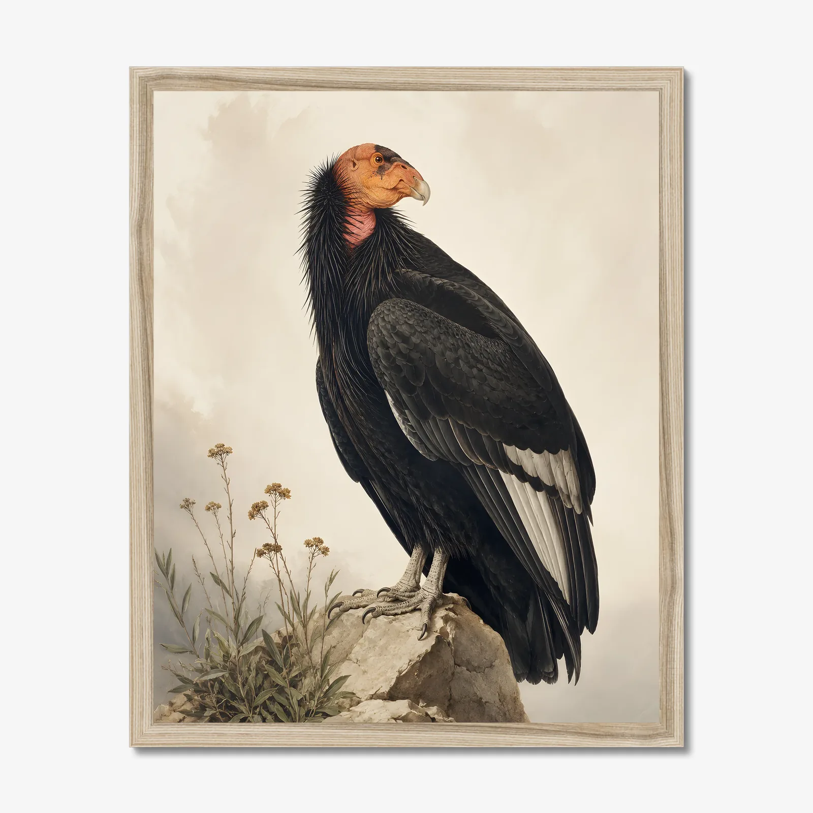 California Condor Print in a natural frame
