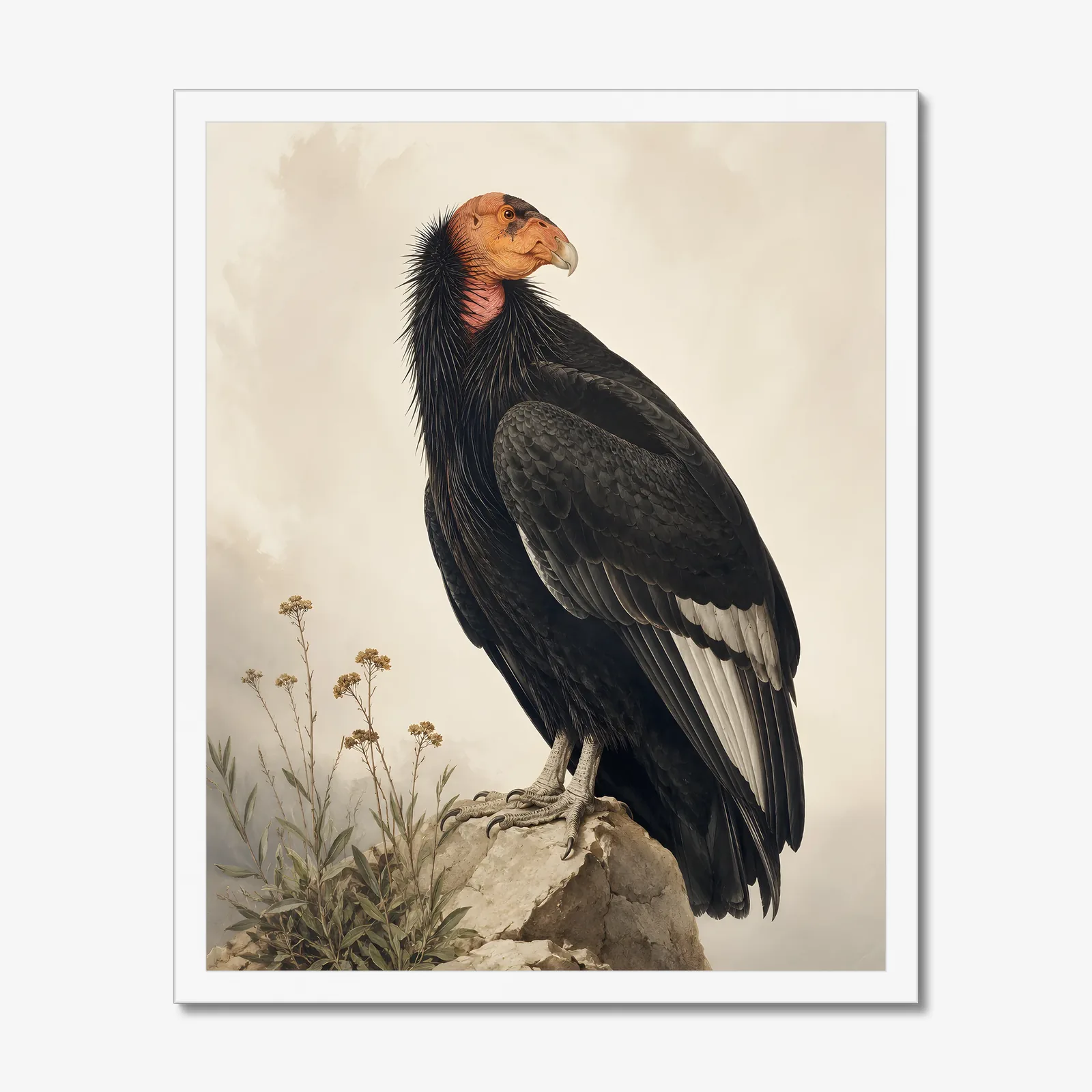 California Condor Print in a white frame