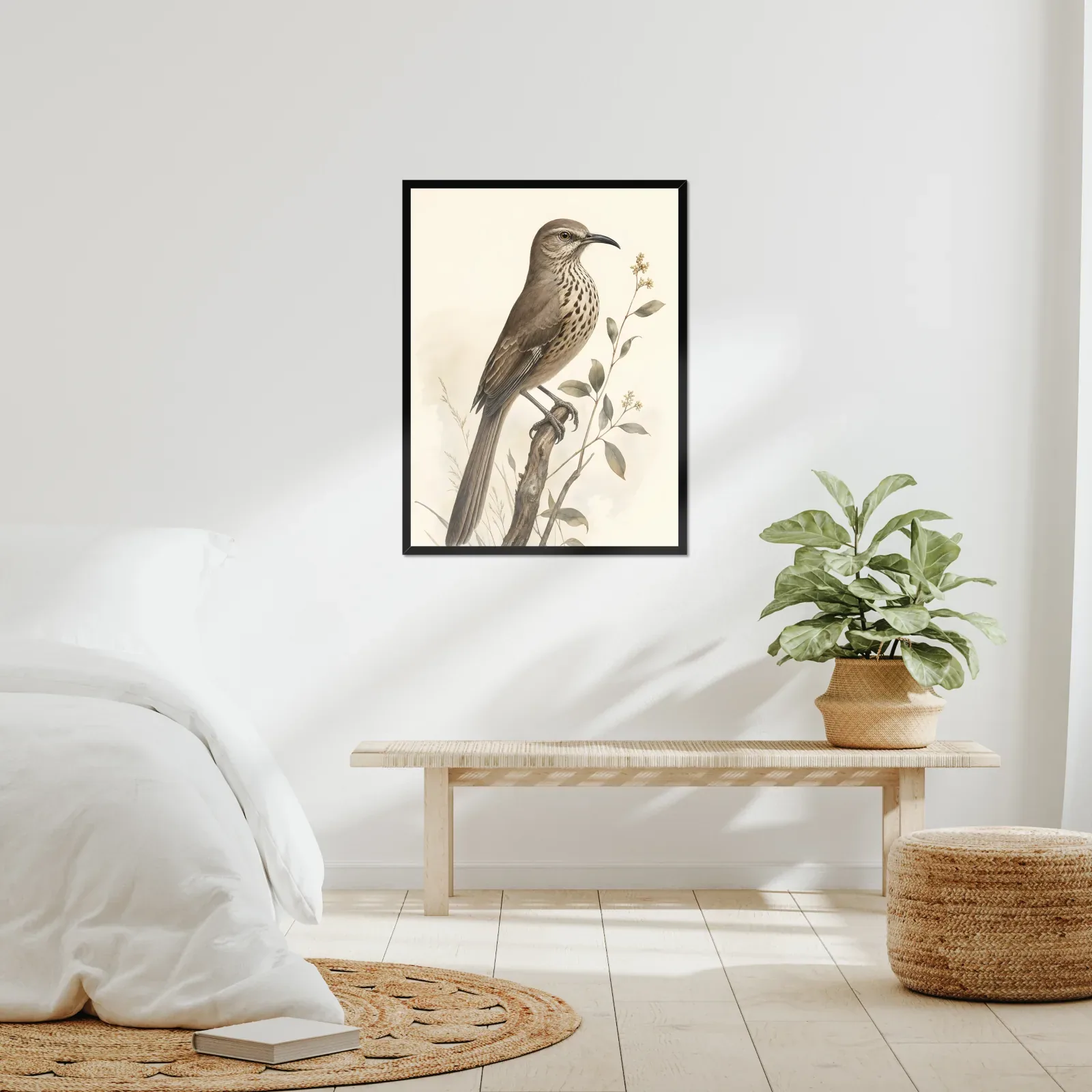 California Thrasher Print framed at 24x30 inches, shown on a wall to scale