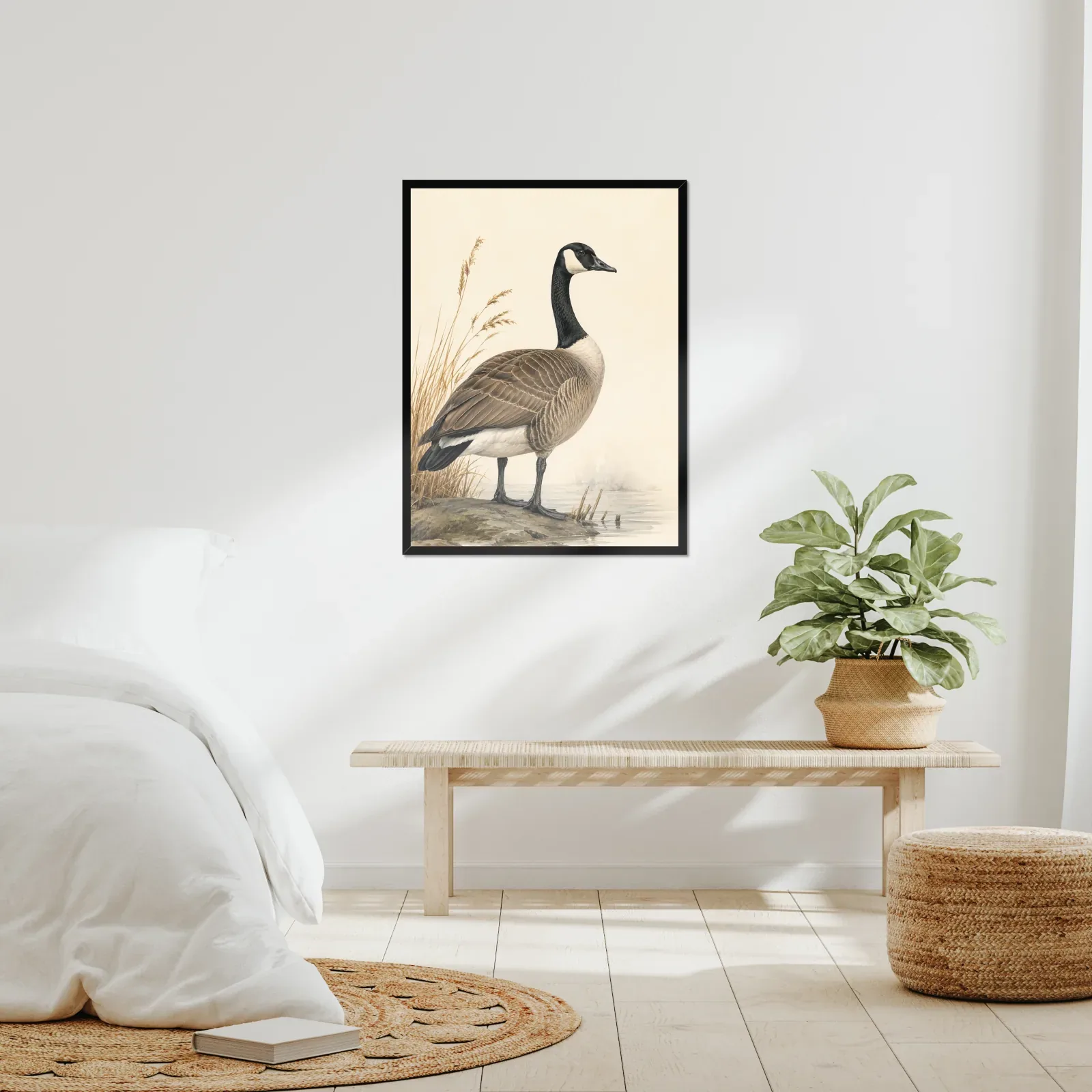 Canada Goose Print framed at 24x30 inches, shown on a wall to scale