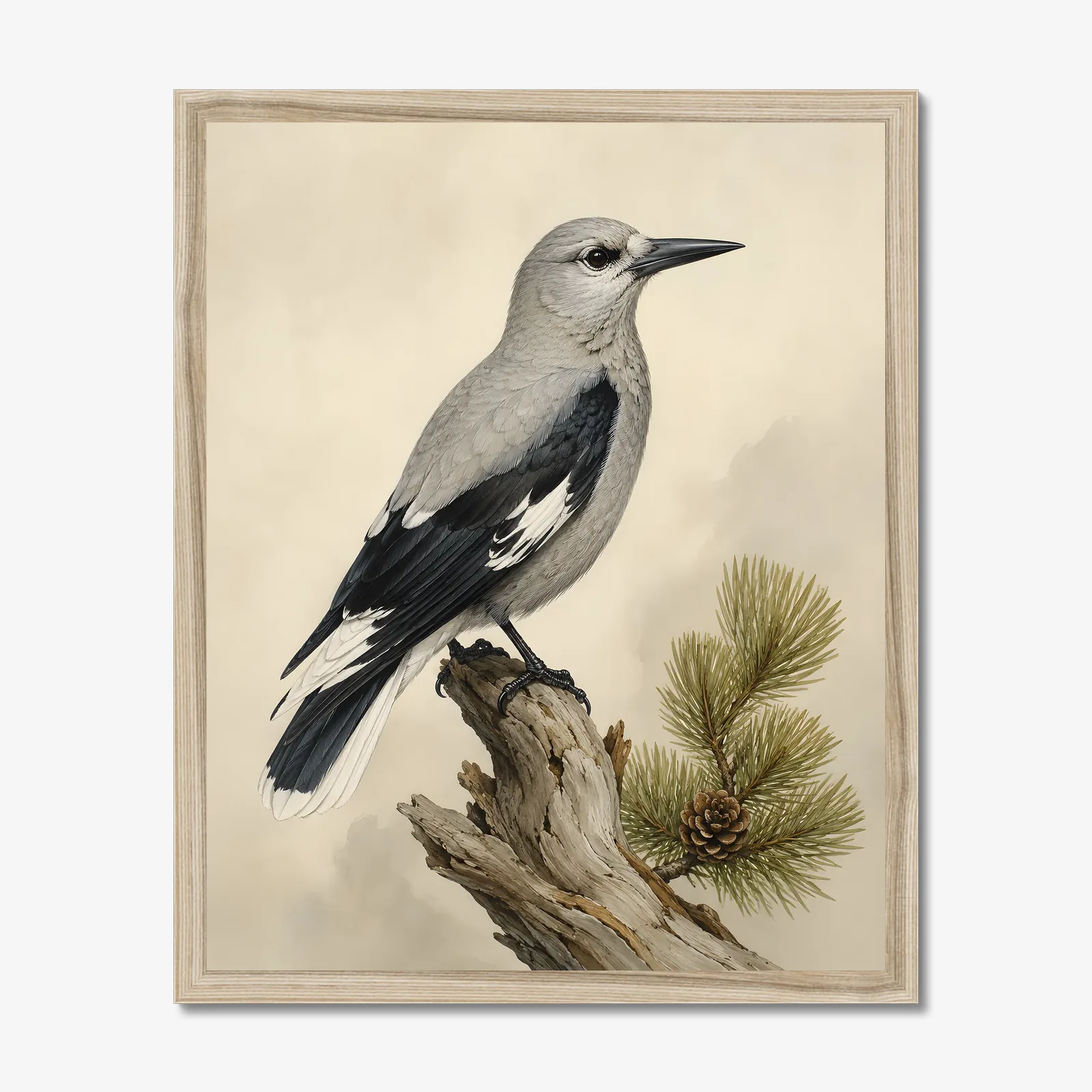 Clark's Nutcracker Print in a natural frame