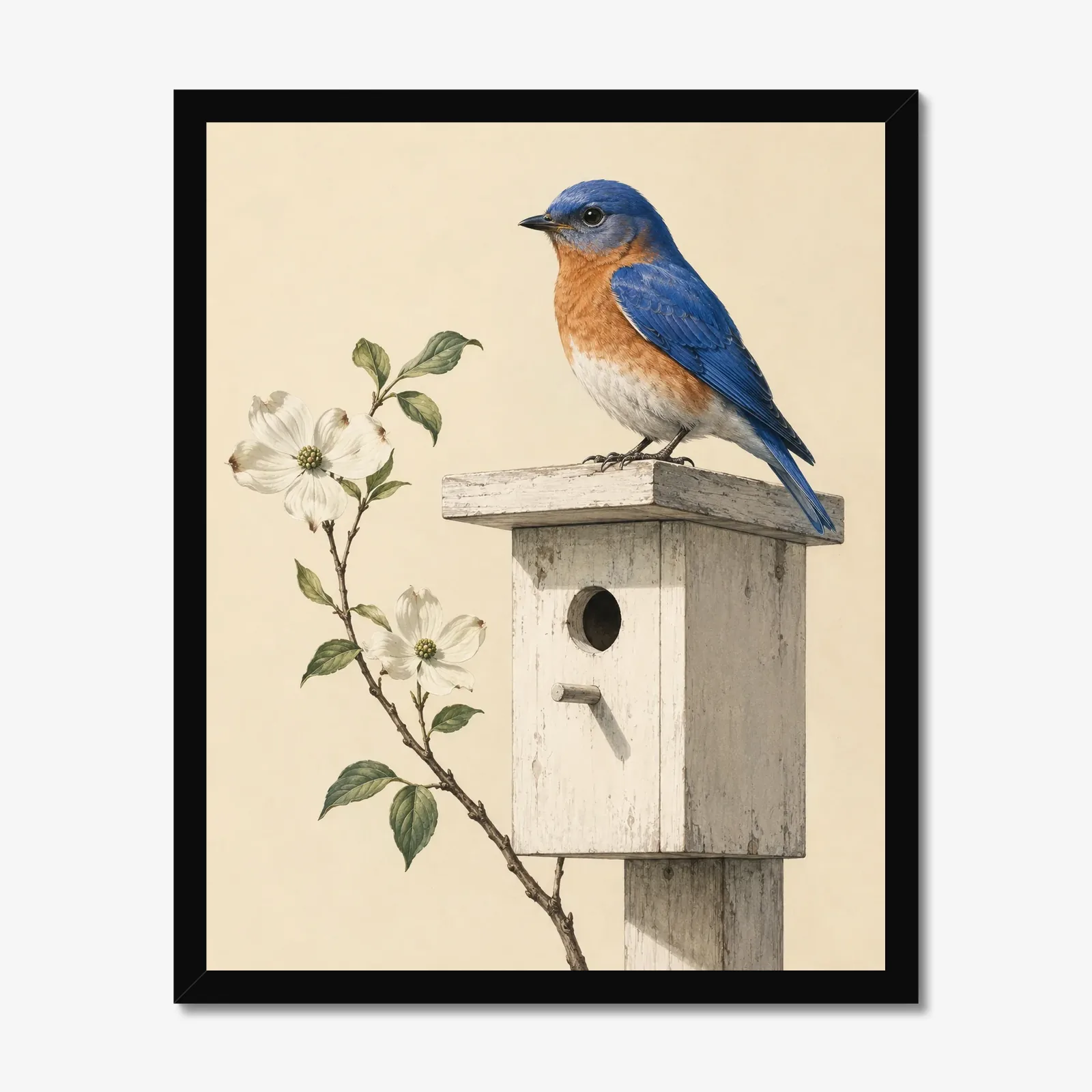 Eastern Bluebird Print in a black frame