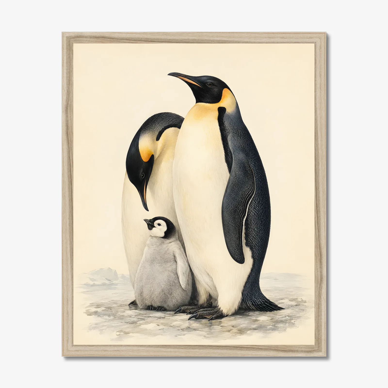 Emperor Penguin Family Print shown as a fine-art print