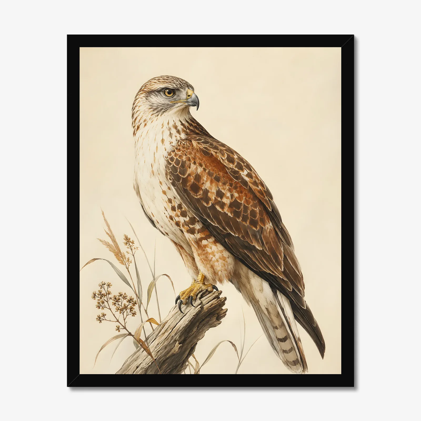 Ferruginous Hawk Print in a black frame
