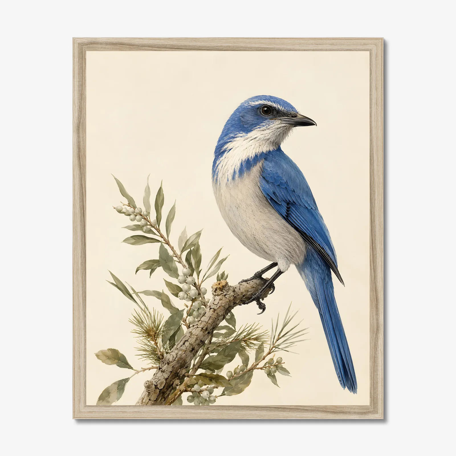 Florida Scrub-Jay Print in a natural frame