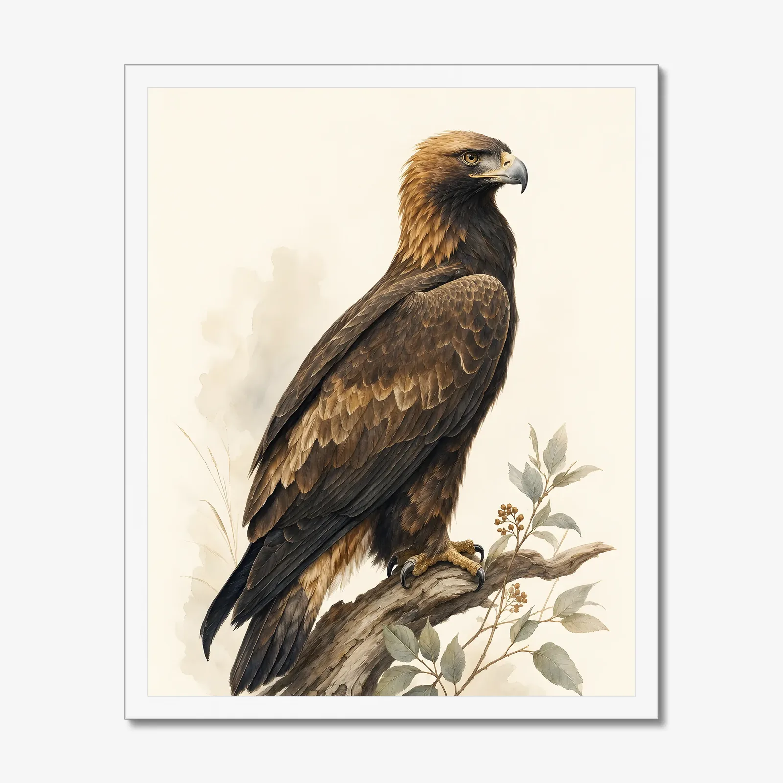 Golden Eagle Print in a white frame