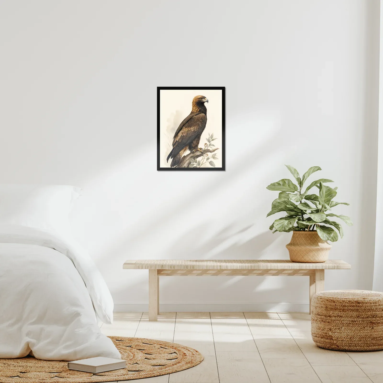 Golden Eagle Print framed at 16x20 inches, shown on a wall to scale