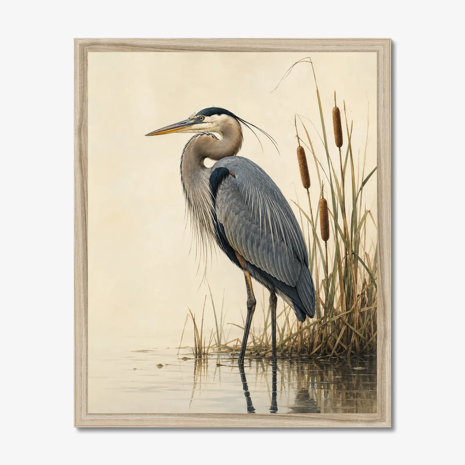 Great Blue Heron print shown as a fine-art print