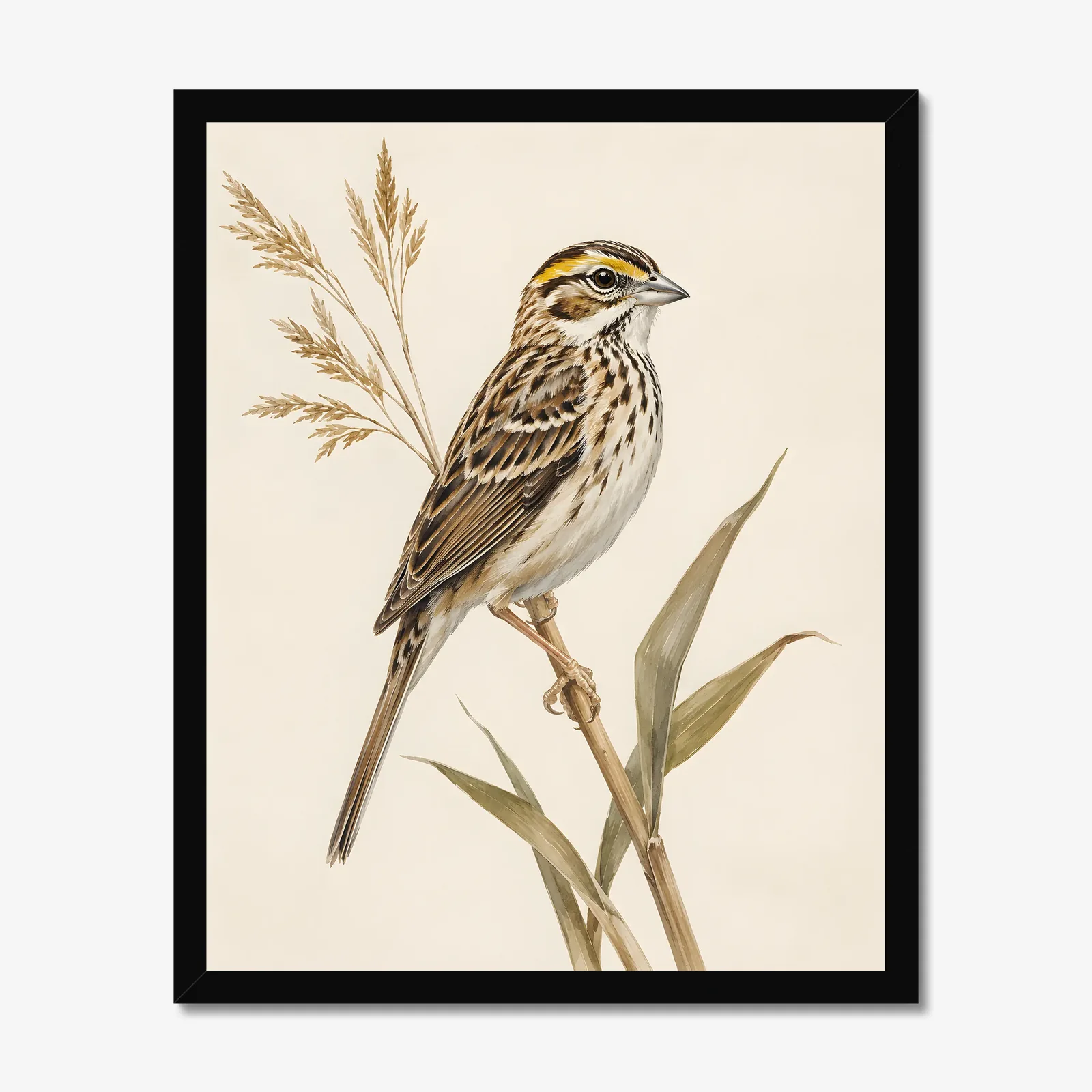Henslow's Sparrow Print in a black frame