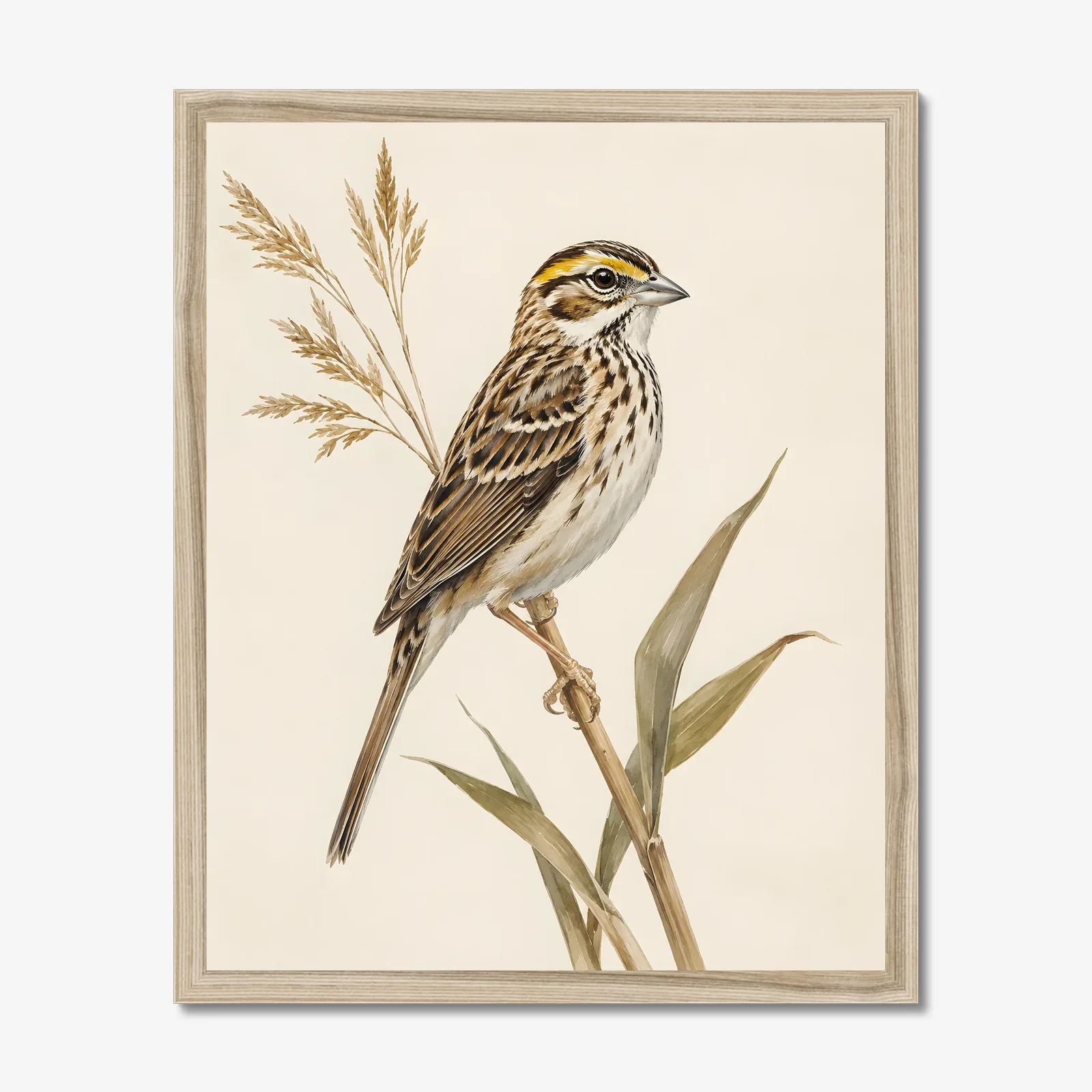 Henslow's Sparrow Print in a natural frame