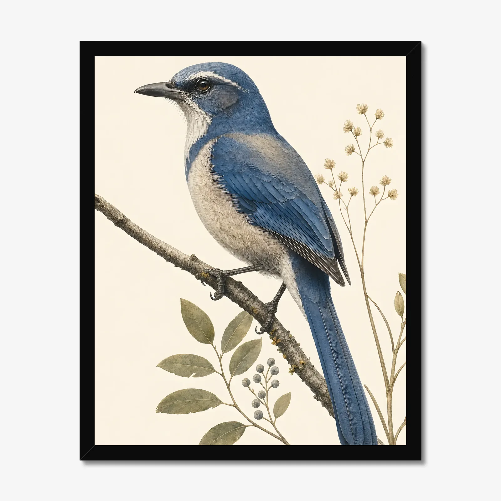 Island Scrub-Jay Print in a black frame