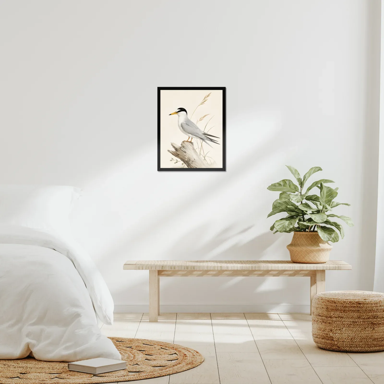 Least Tern Print framed at 16x20 inches, shown on a wall to scale