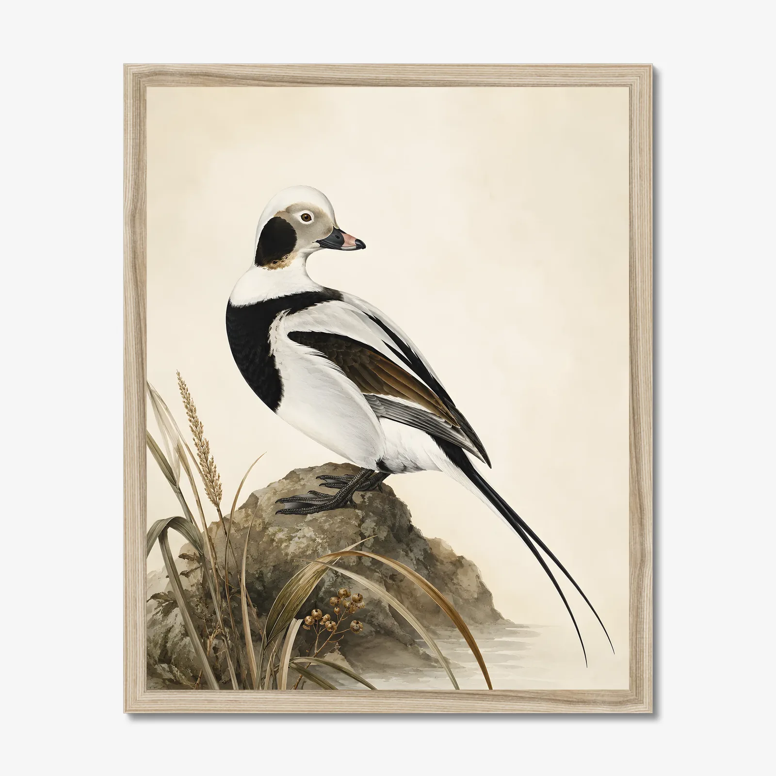 Long-tailed Duck Print in a natural frame