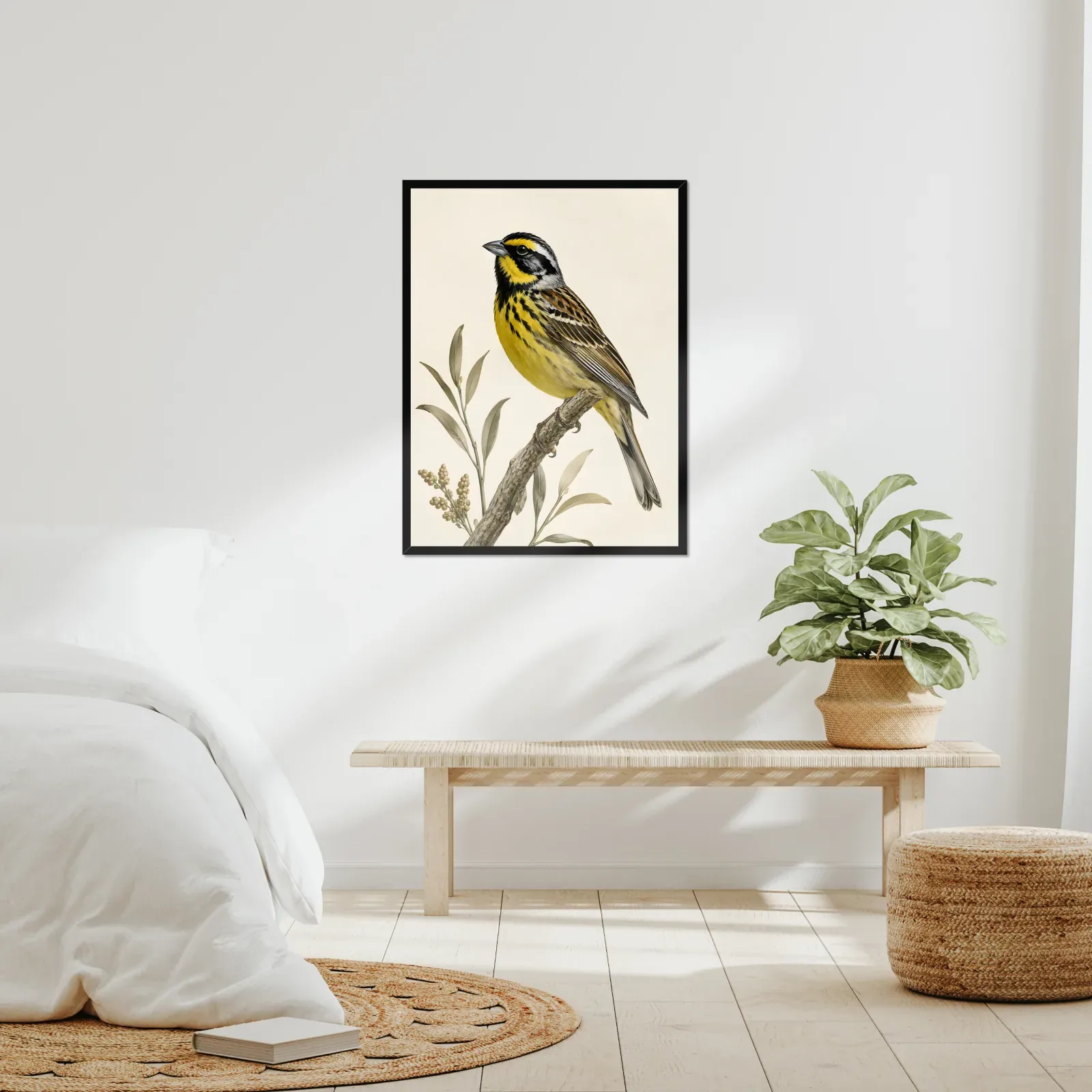 McKay's Bunting Print framed at 24x30 inches, shown on a wall to scale