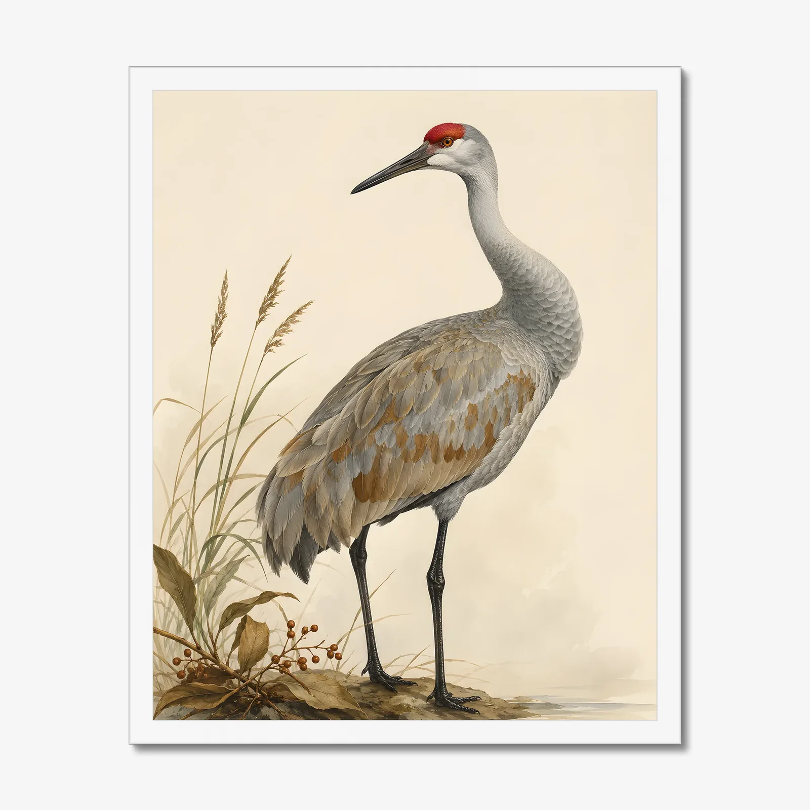 Mississippi Sandhill Crane Print in a white frame