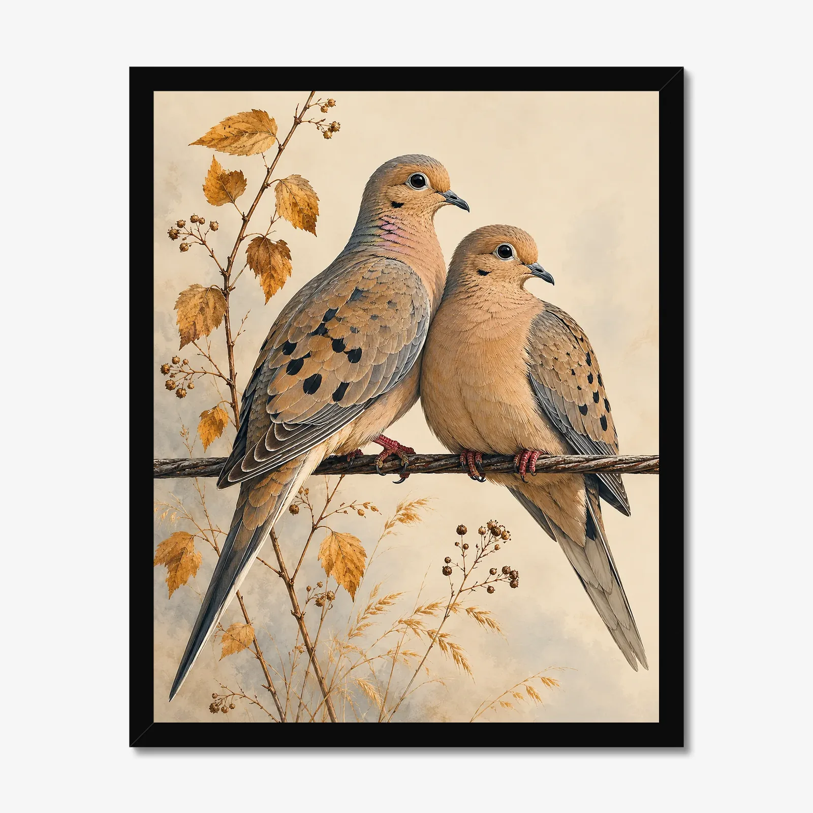 Mourning Dove Print in a black frame