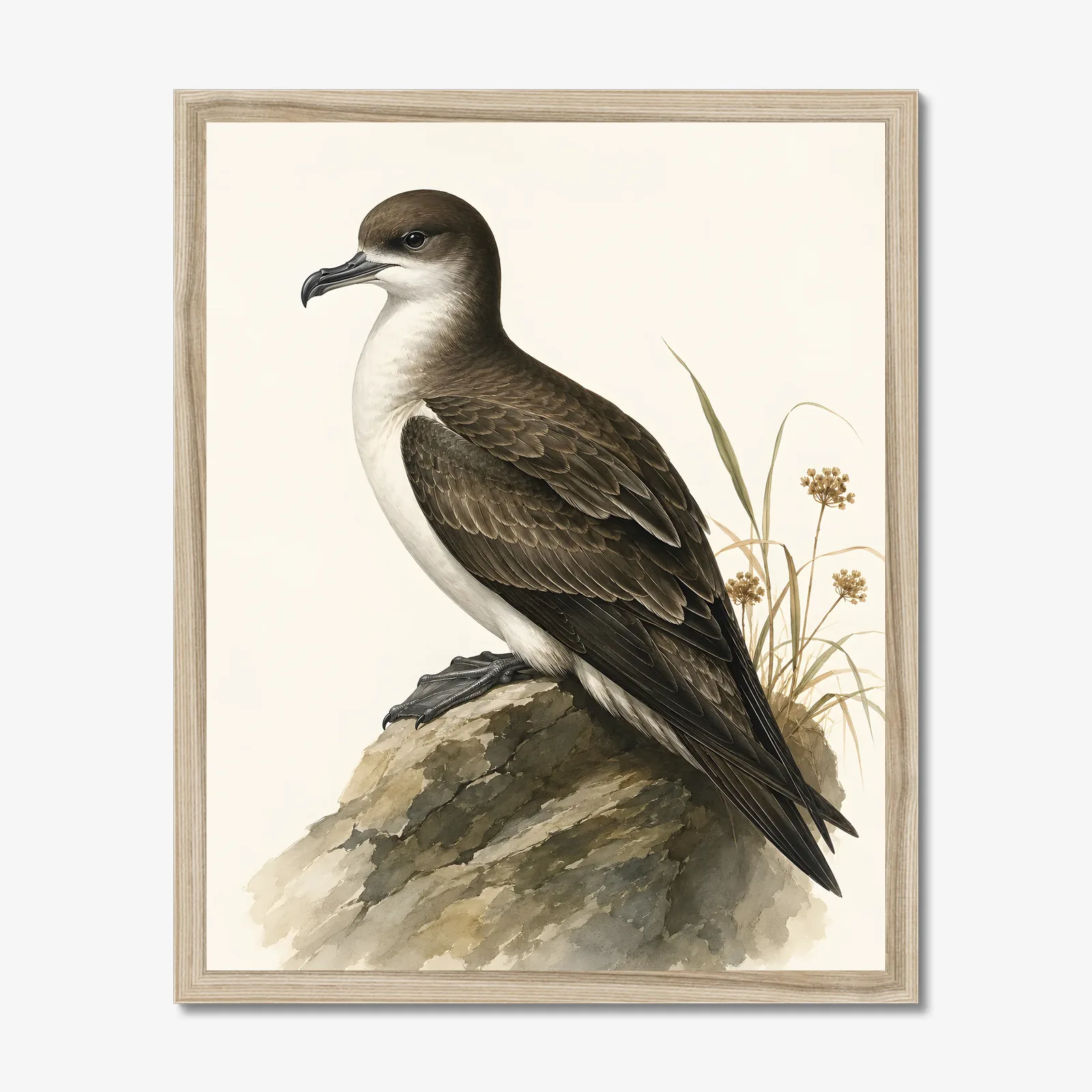 Newell's Shearwater Print in a natural frame