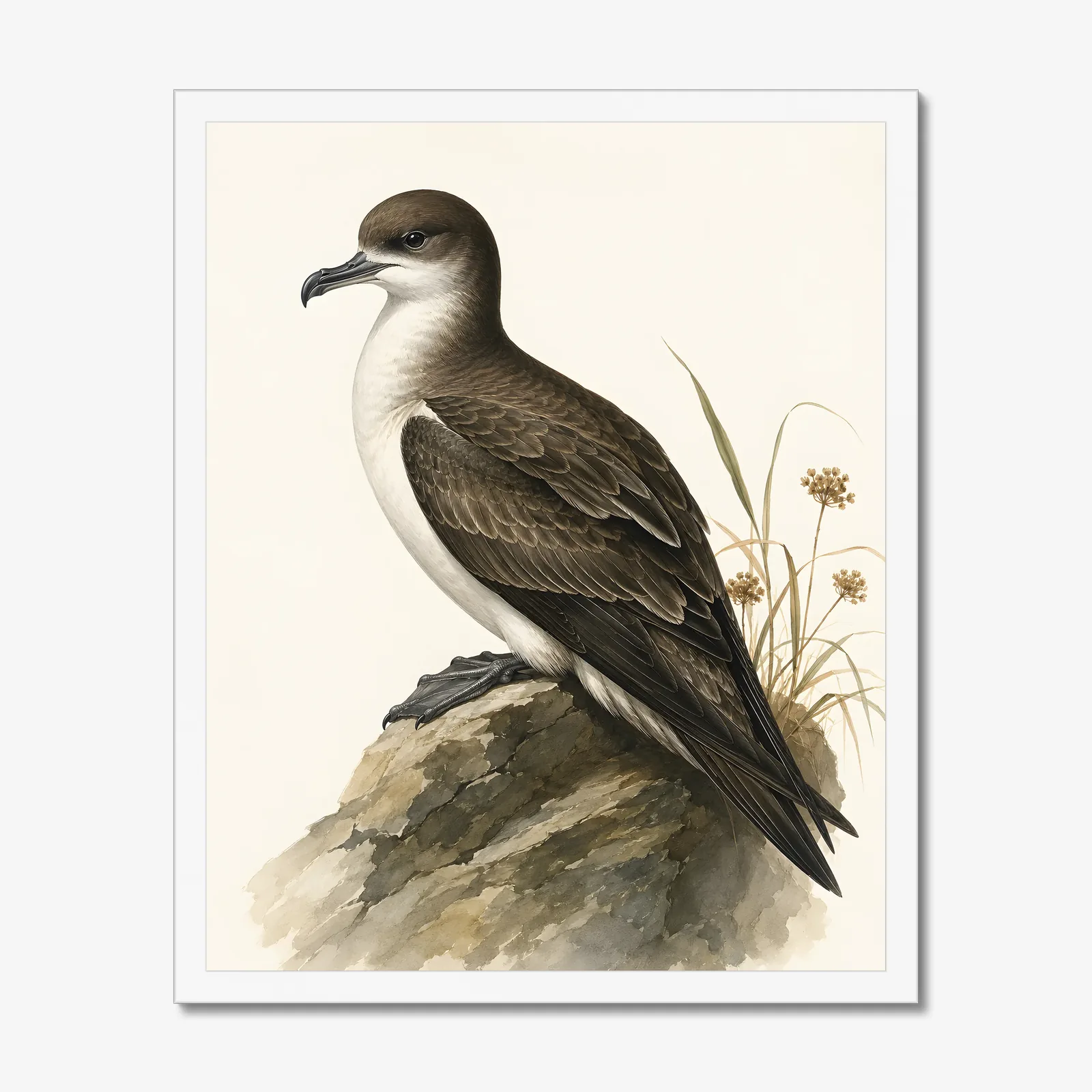 Newell's Shearwater Print in a white frame