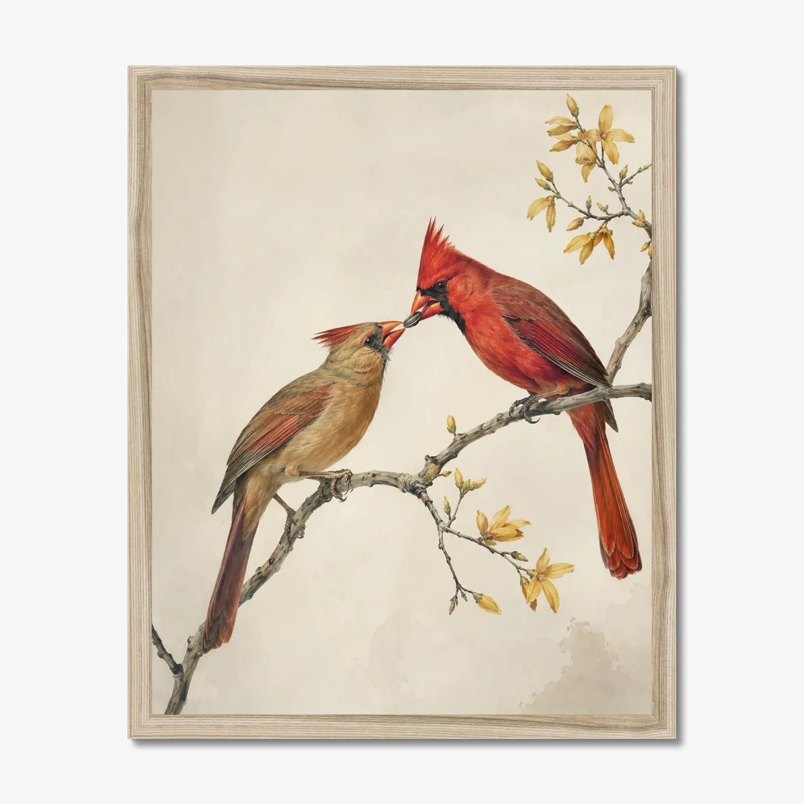 Northern Cardinal Print - Courtship Feeding shown as a fine-art print