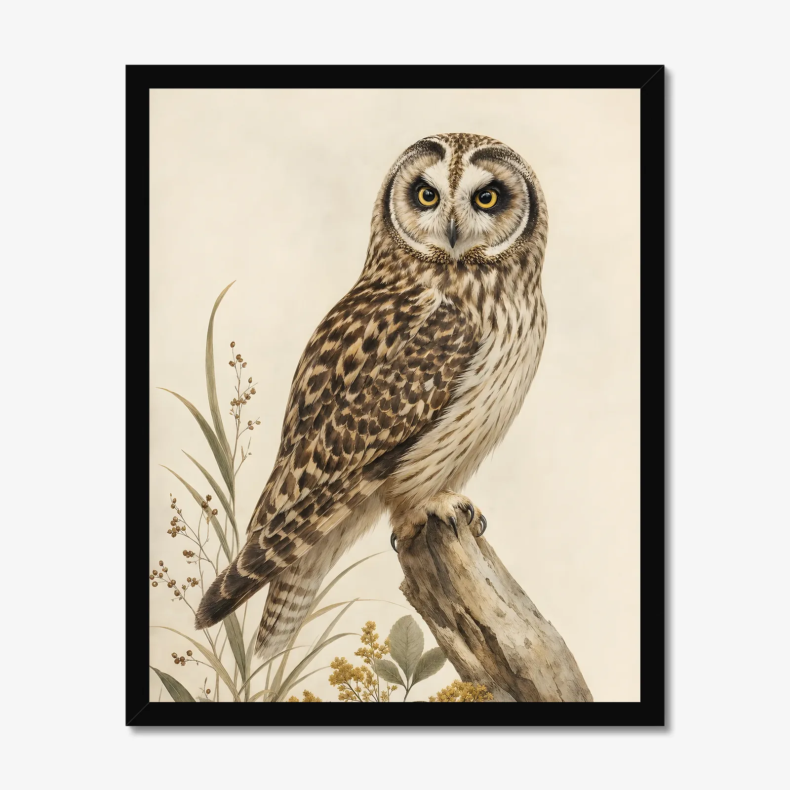 Pueo Print in a black frame