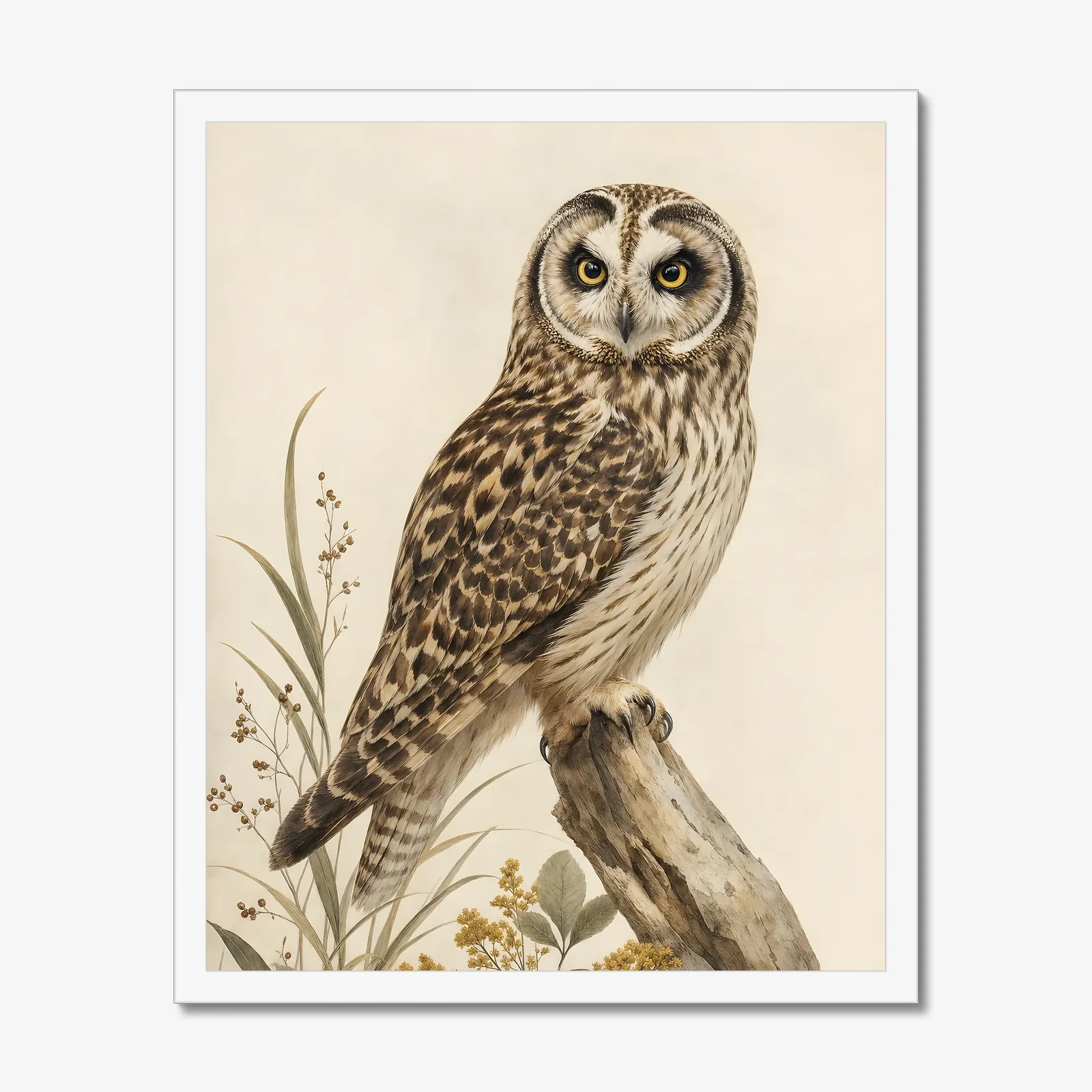 Pueo Print in a white frame