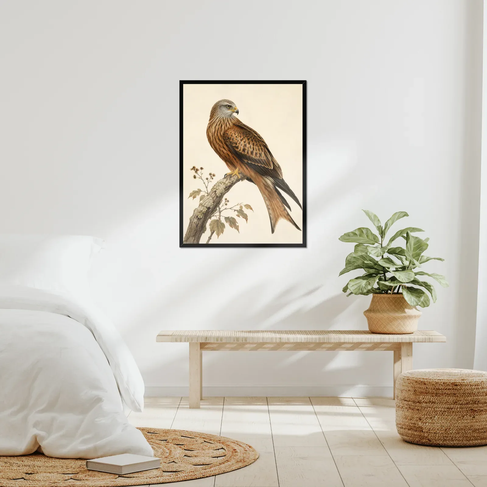 Red Kite Print framed at 24x30 inches, shown on a wall to scale