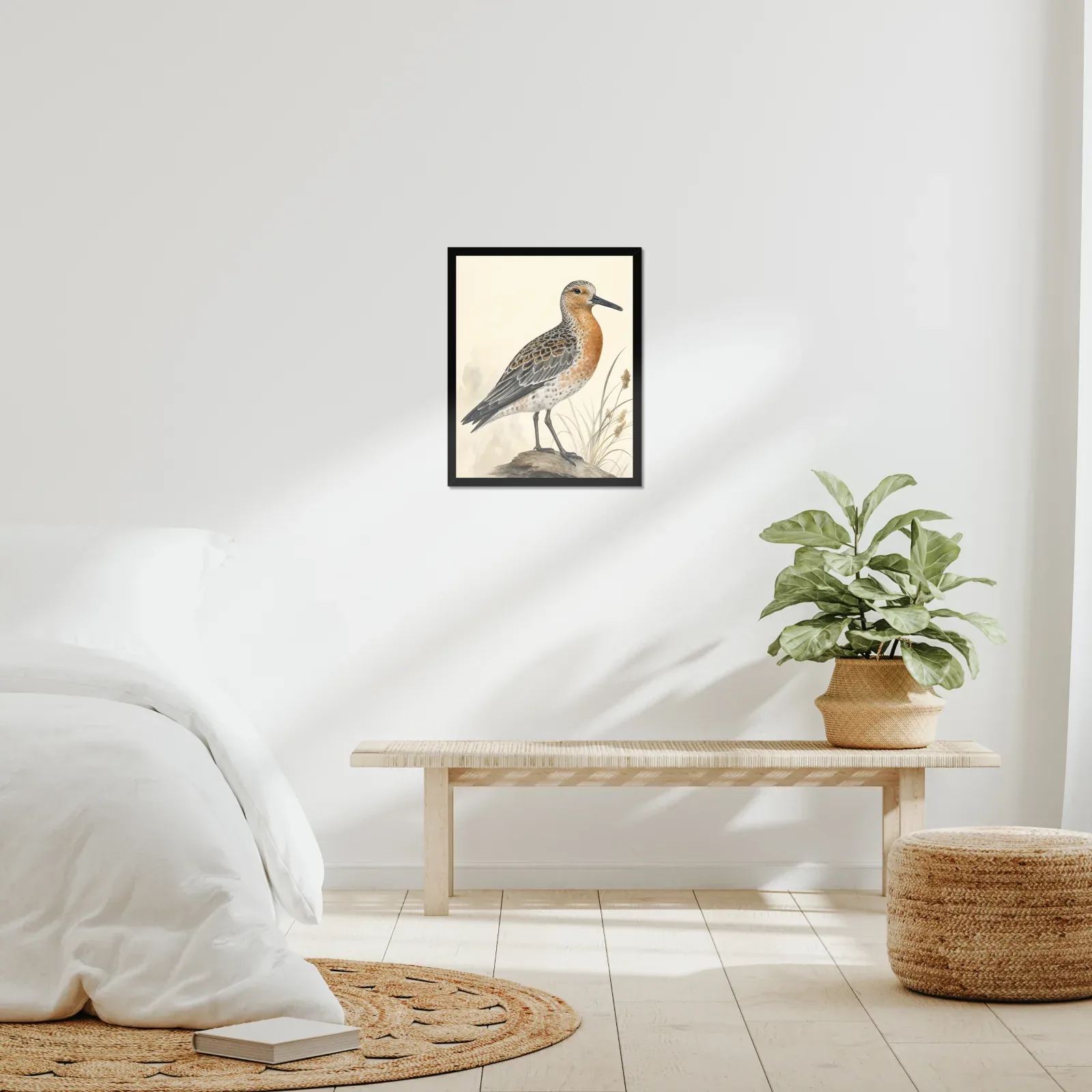 Red Knot Print framed at 16x20 inches, shown on a wall to scale