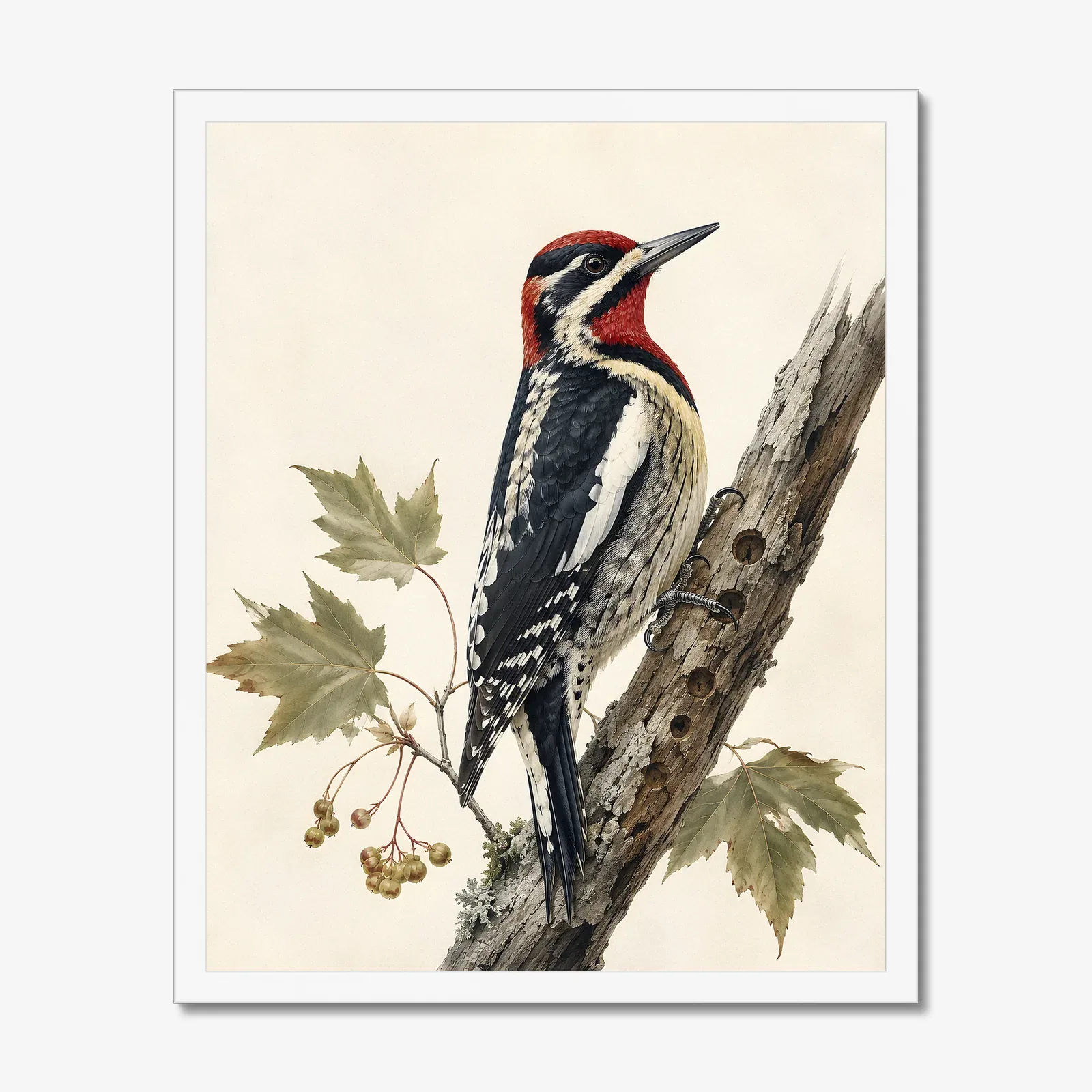 Red-naped Sapsucker Print in a white frame