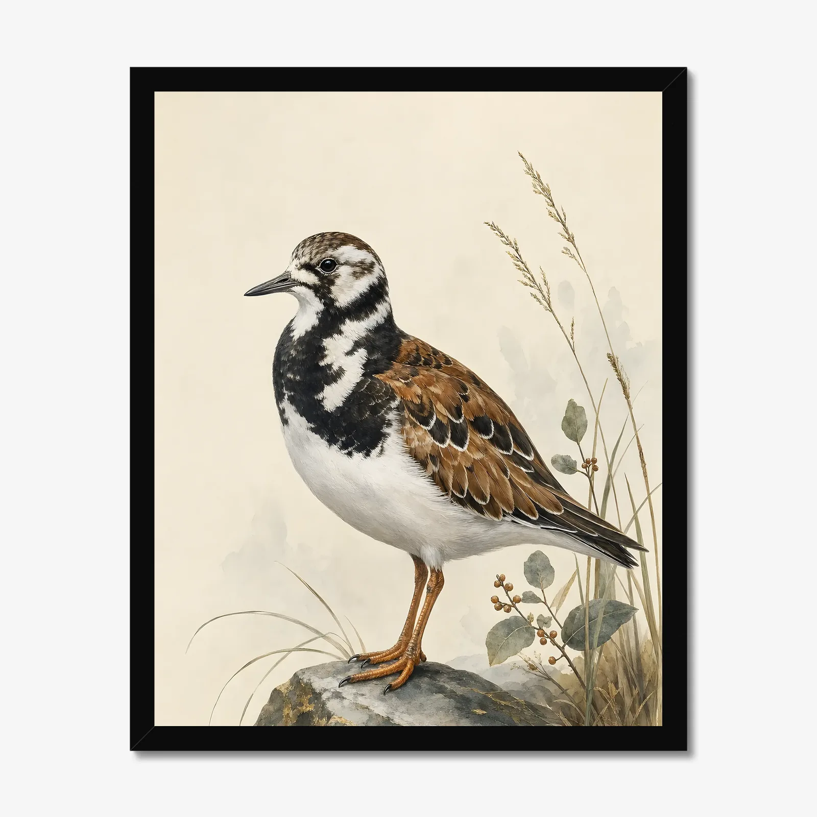 Ruddy Turnstone Print in a black frame