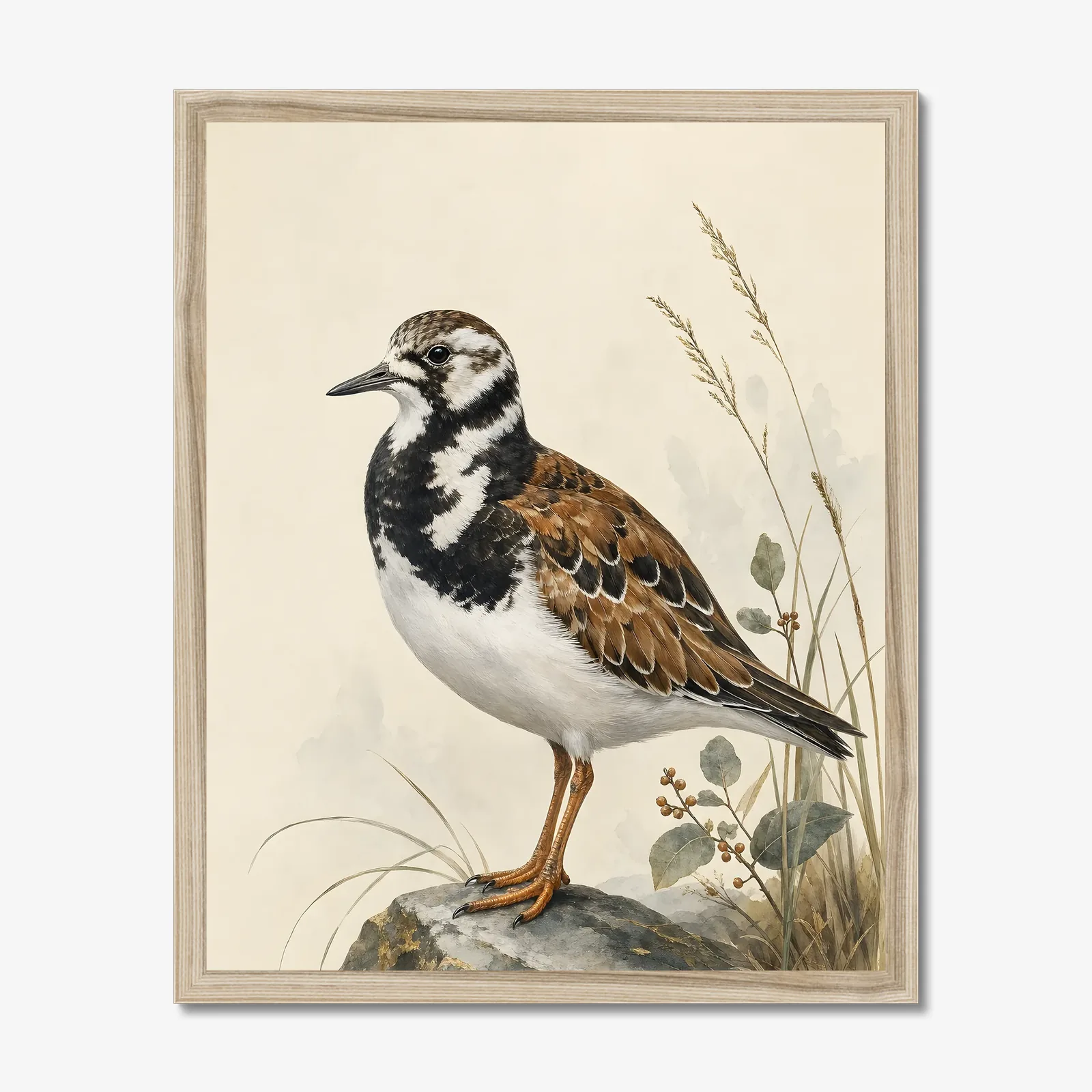 Ruddy Turnstone Print in a natural frame