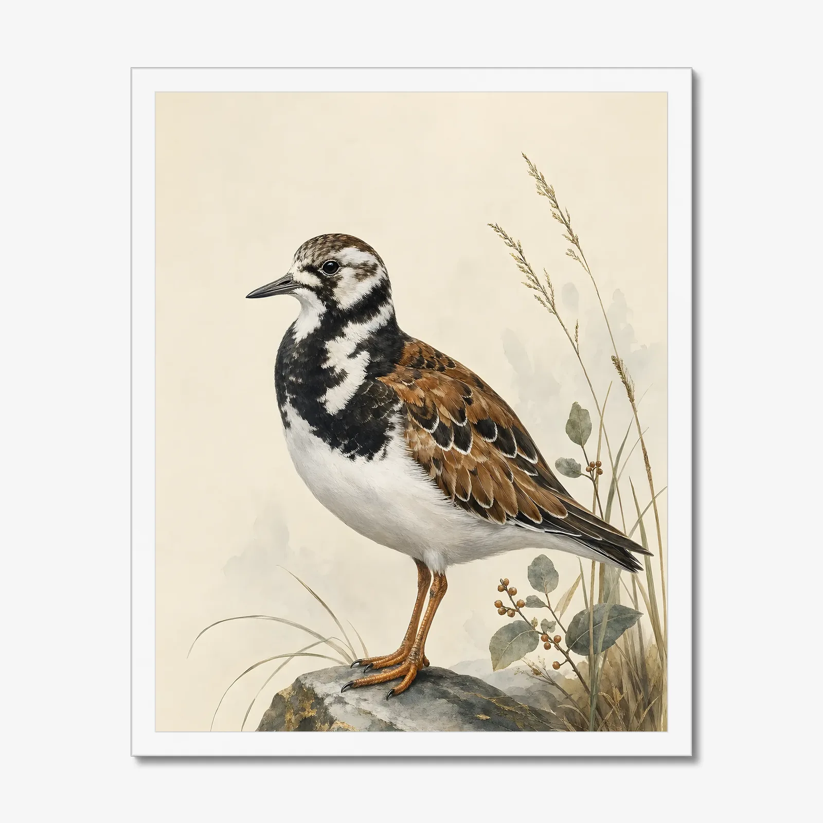 Ruddy Turnstone Print in a white frame