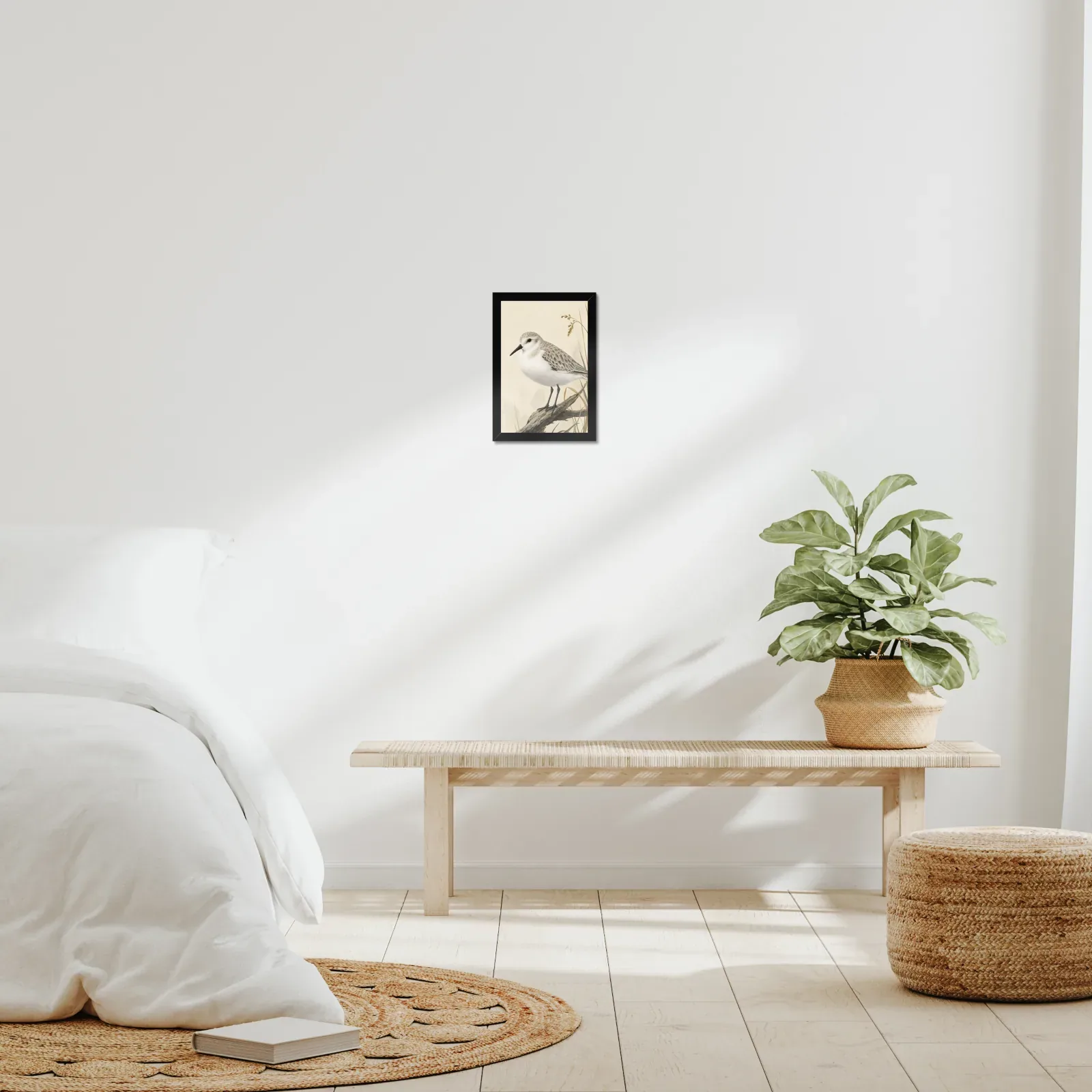 Sanderling Print framed at 8x10 inches, shown on a wall to scale
