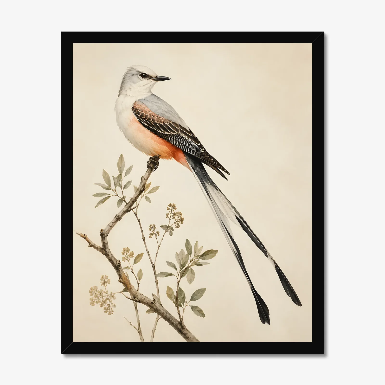 Scissor Tailed Flycatcher Print in a black frame