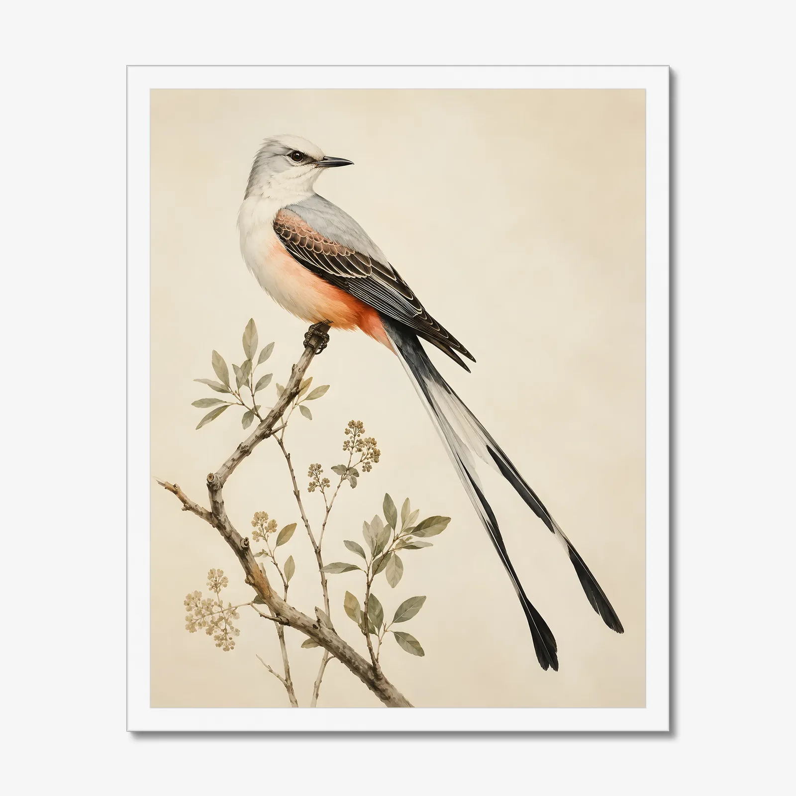 Scissor Tailed Flycatcher Print in a white frame