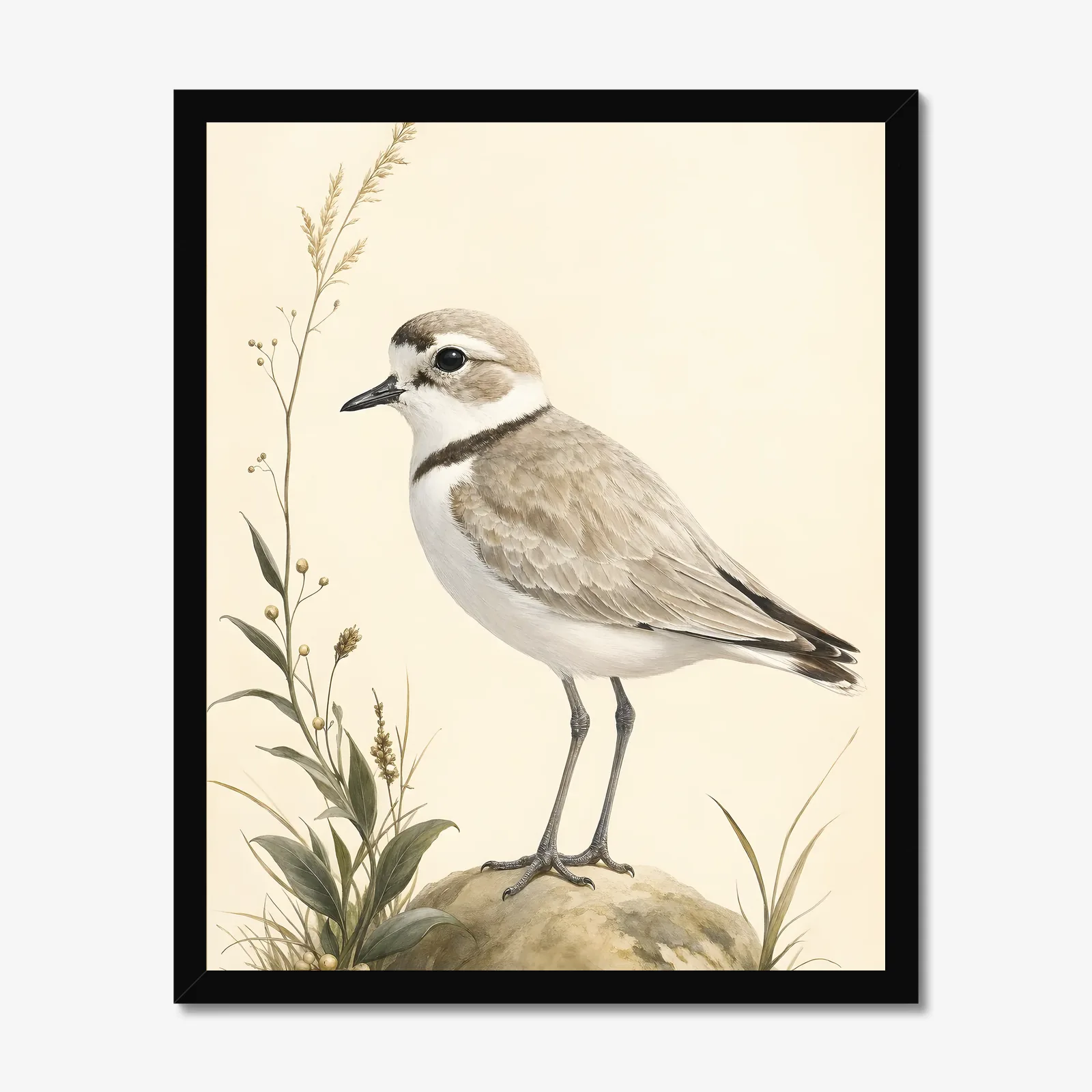 Snowy Plover Print in a black frame