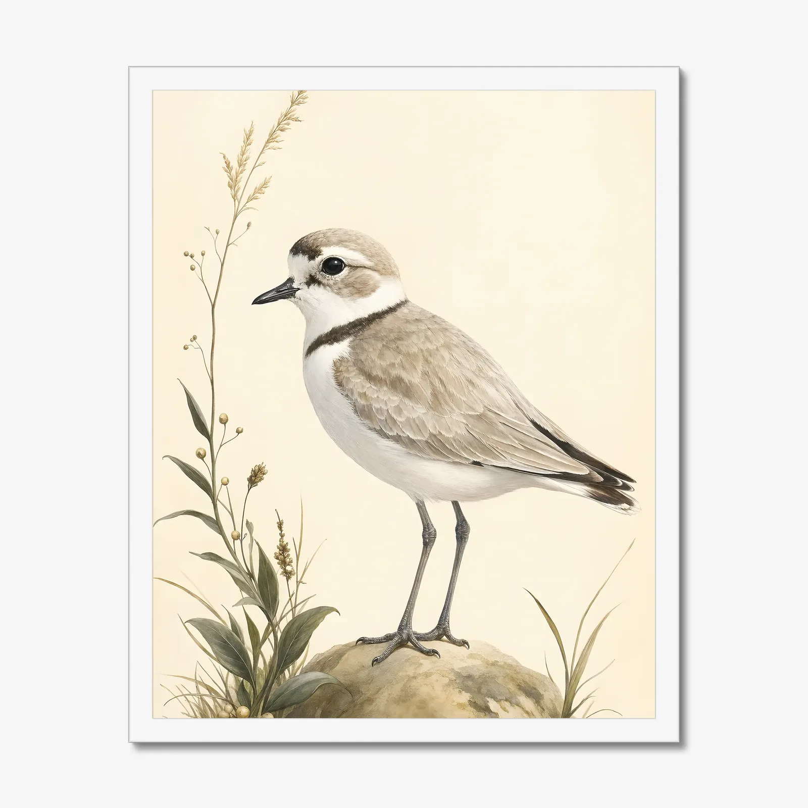 Snowy Plover Print in a white frame