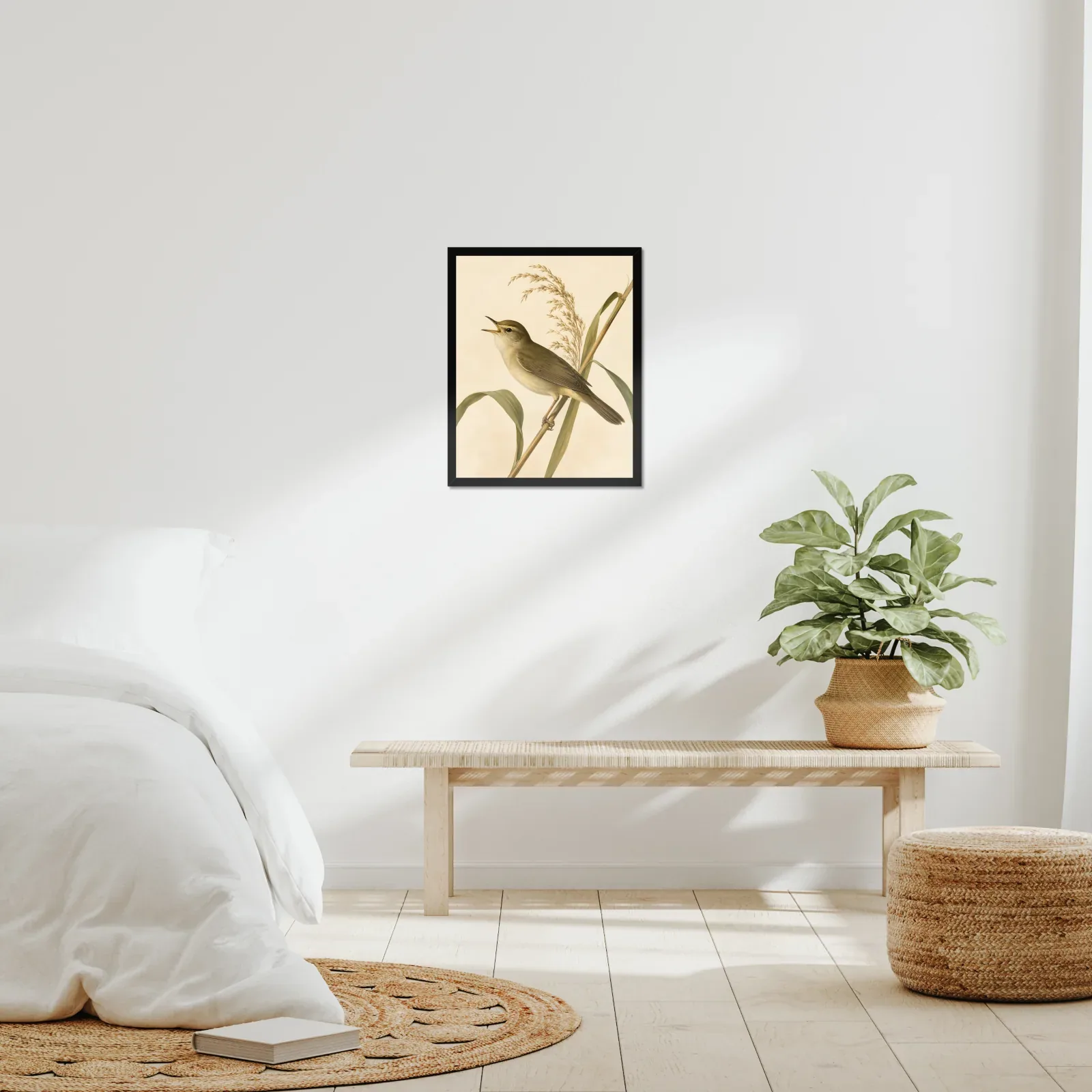 Swainson's Warbler Print framed at 16x20 inches, shown on a wall to scale