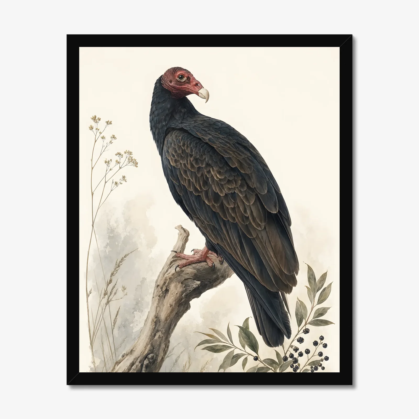 Turkey Vulture Print in a black frame
