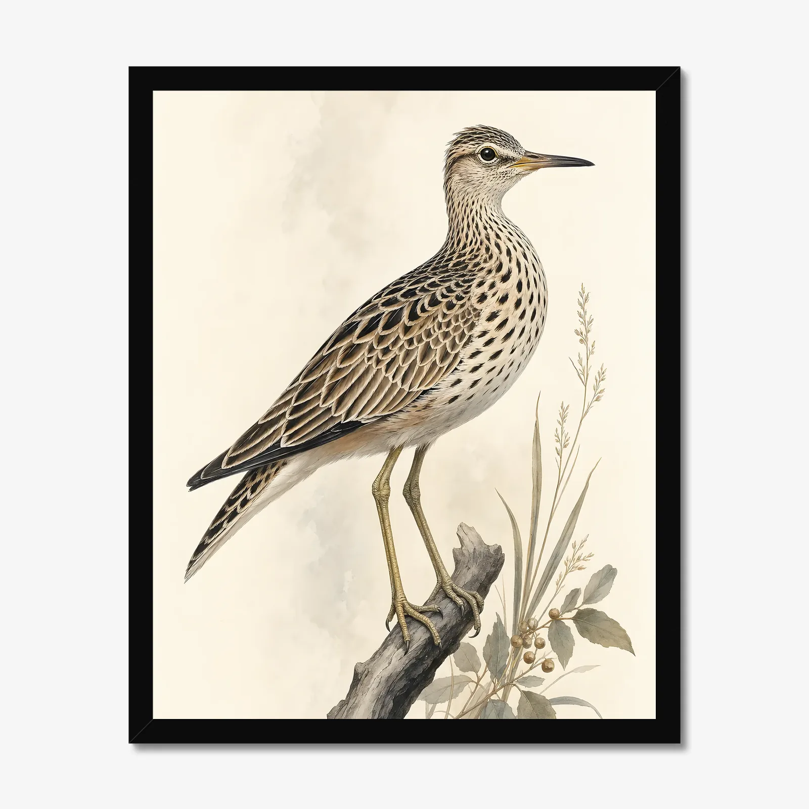 Upland Sandpiper Print in a black frame