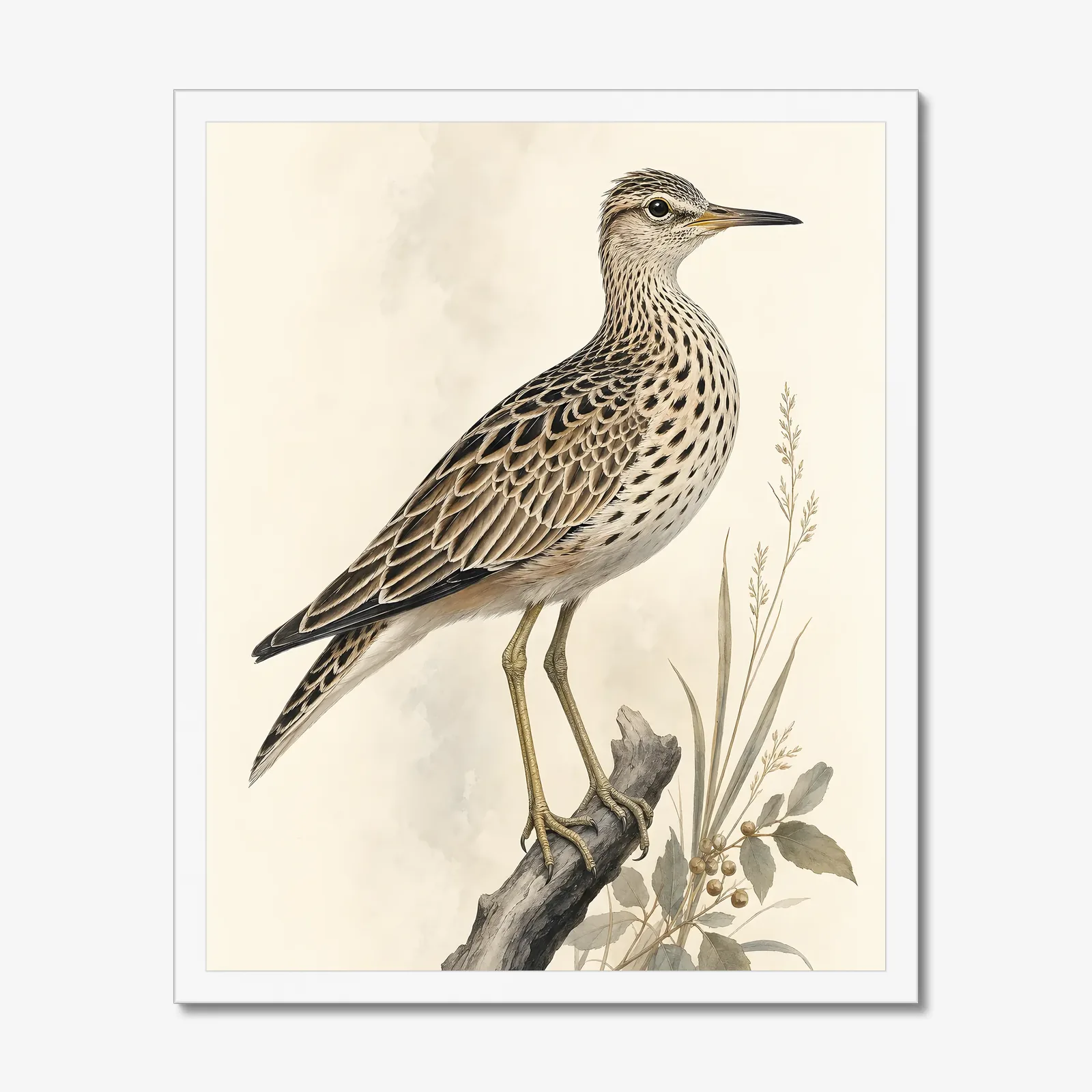 Upland Sandpiper Print in a white frame