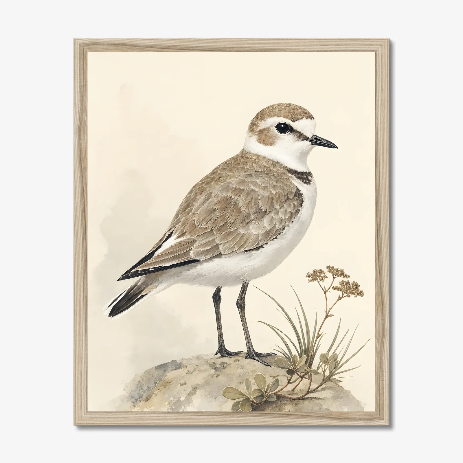 Western Snowy Plover Print in a natural frame