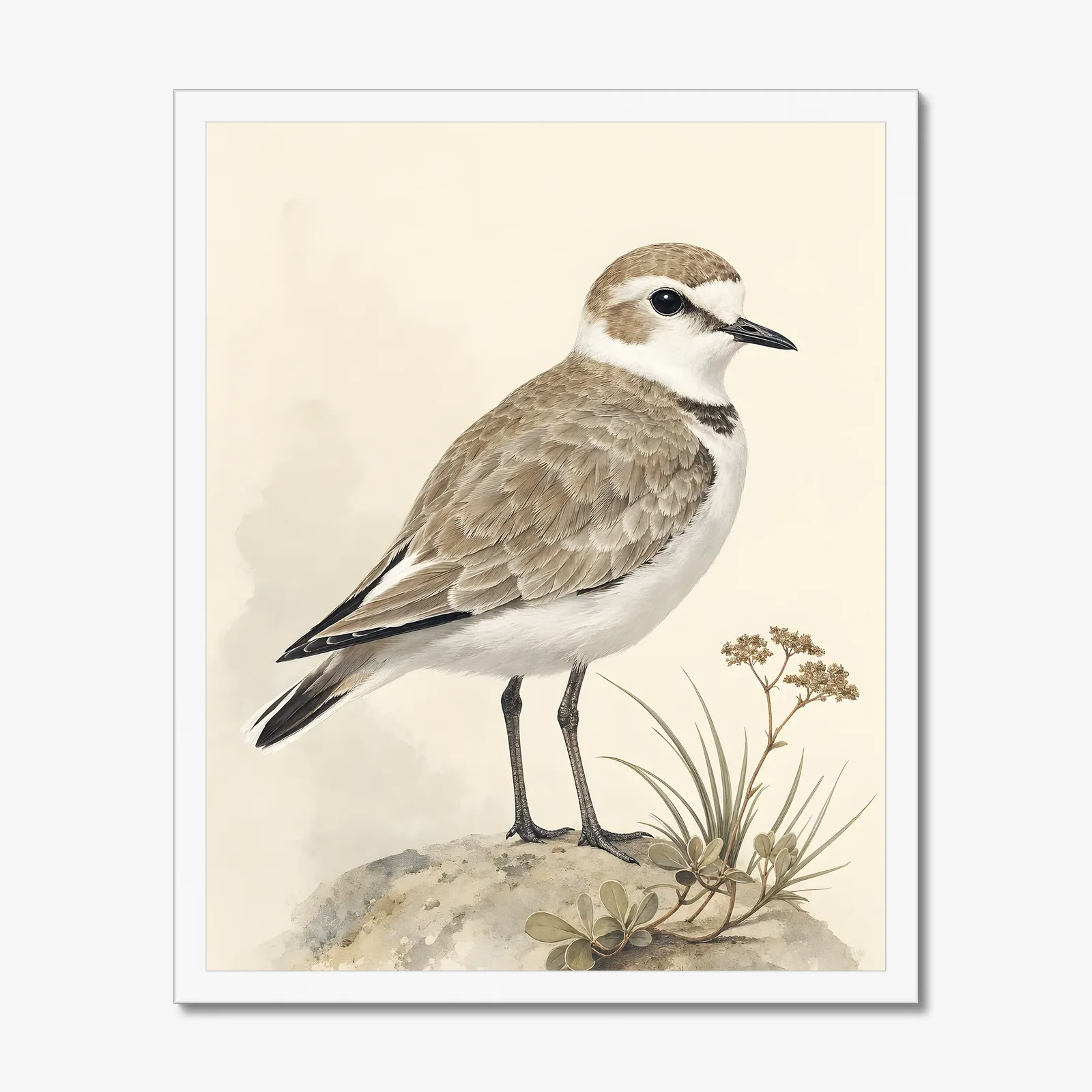 Western Snowy Plover Print in a white frame