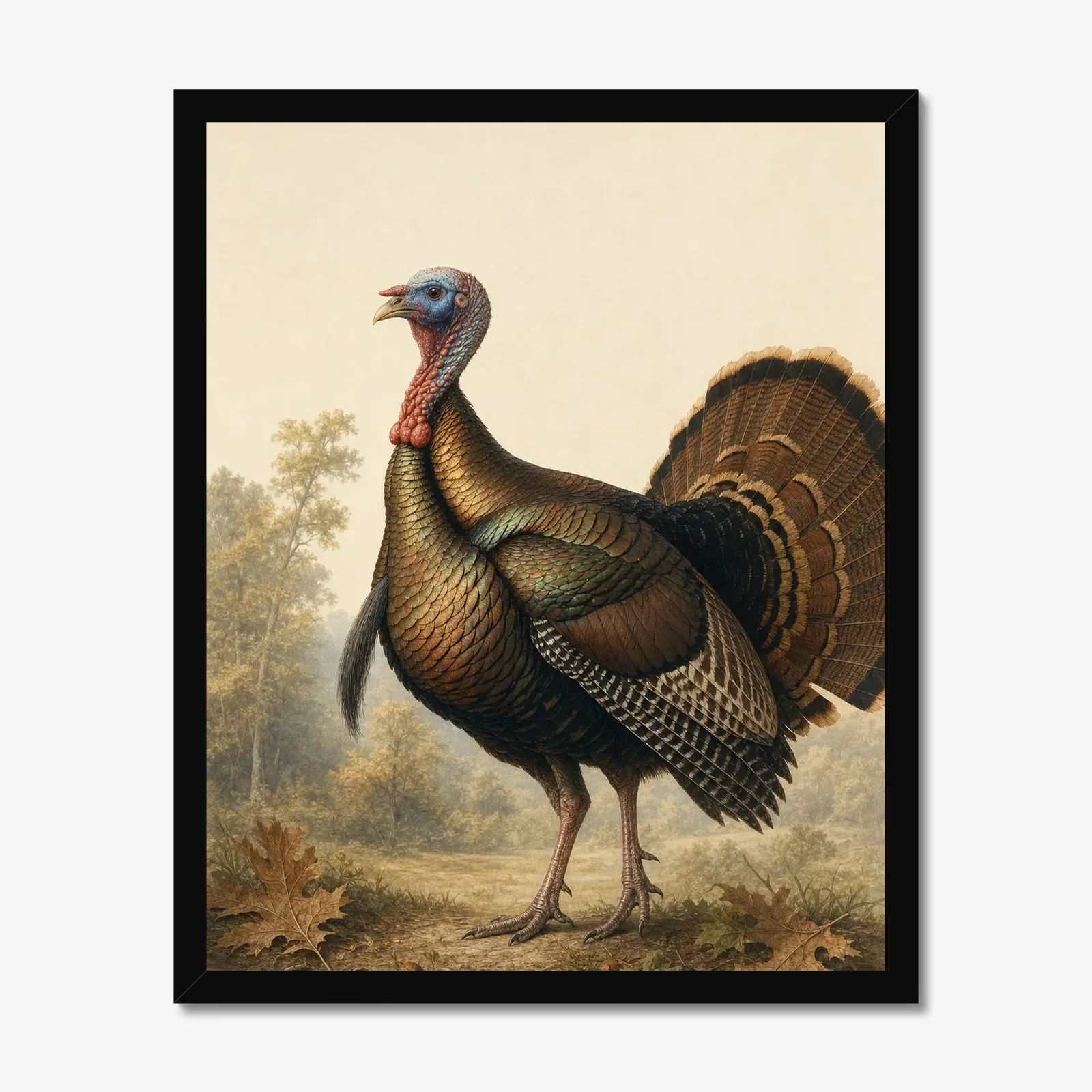Wild Turkey Print in a black frame